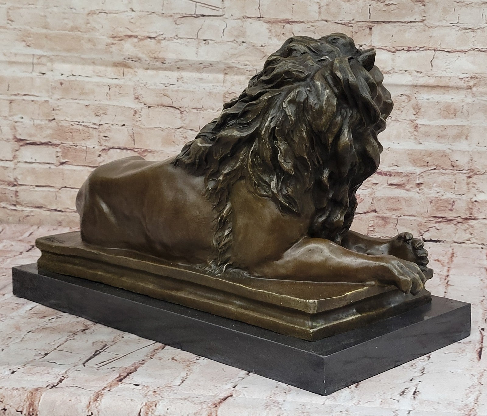 Exquisite Library Wildlife: Massive Lion Bronze Statue for Mantle Decor Hand Made