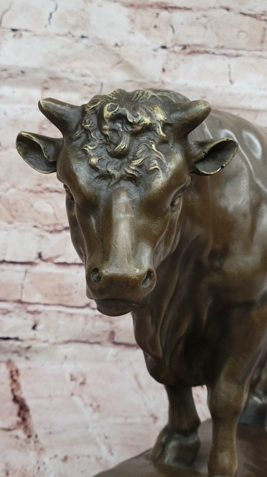 Bronze Bull Sculpture Handcrafted Signed Barye Farm Animal Vintage Collectible Figure