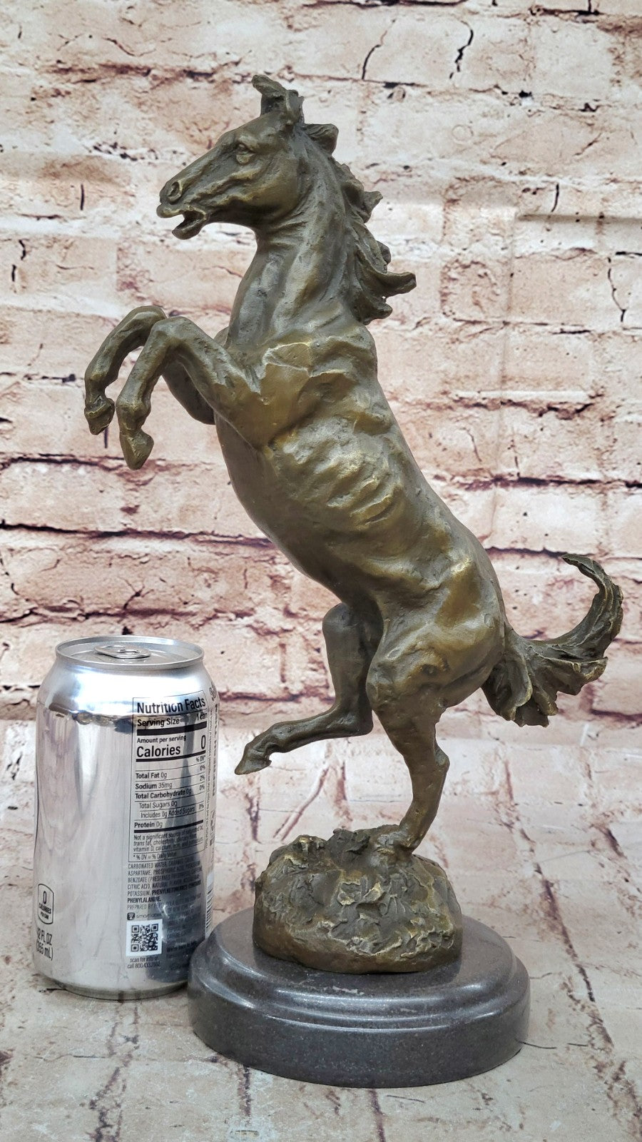 Signed Art Deco Rearing Horse Bronze Sculpture Marble Base Statue Lost Wax