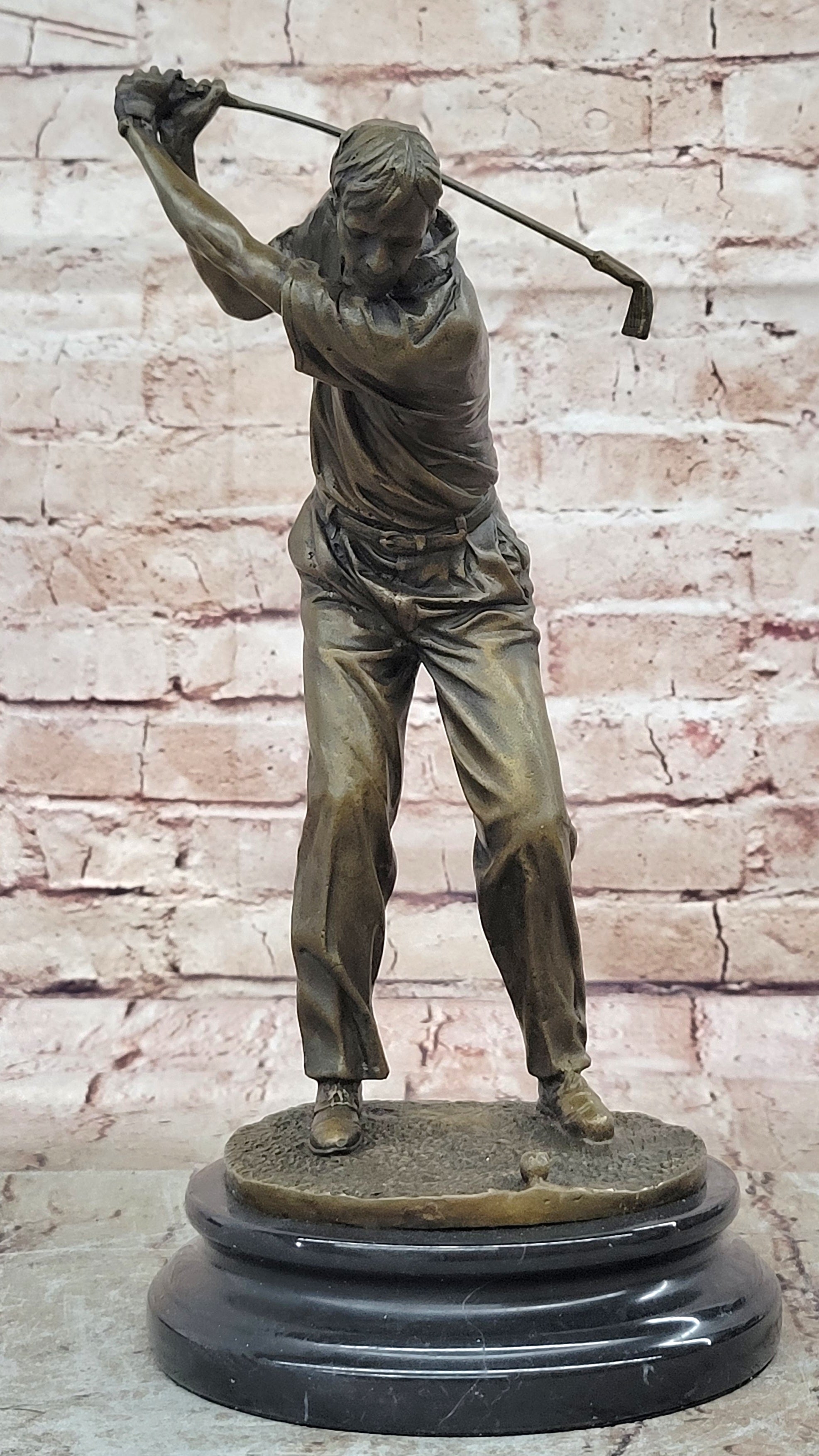Ben Hogan Male Golfer Sports Memorabilia Golf Club PGA Bronze Marble Base Statue
