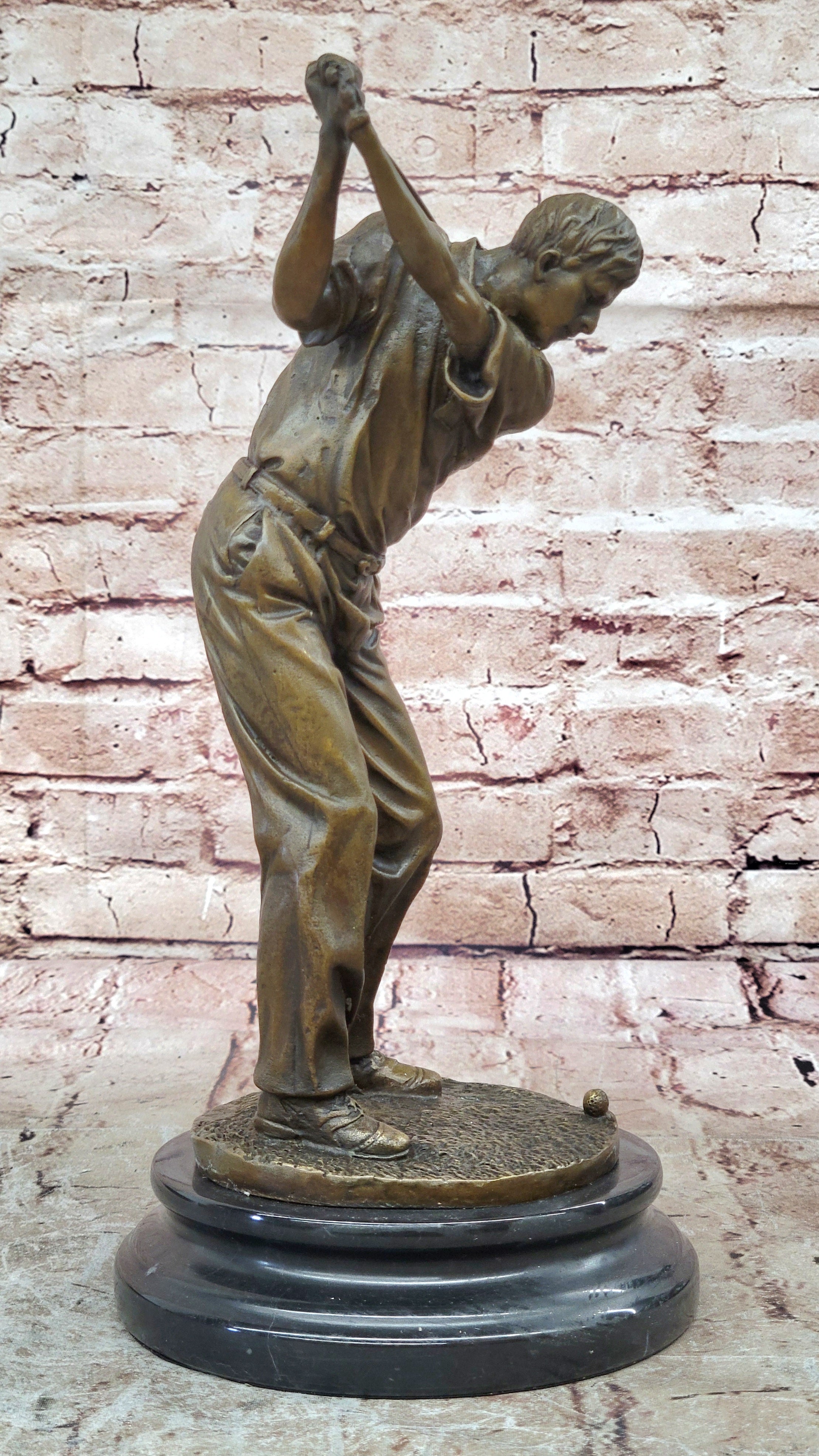 Ben Hogan Male Golfer Sports Memorabilia Golf Club PGA Bronze Marble Base Statue