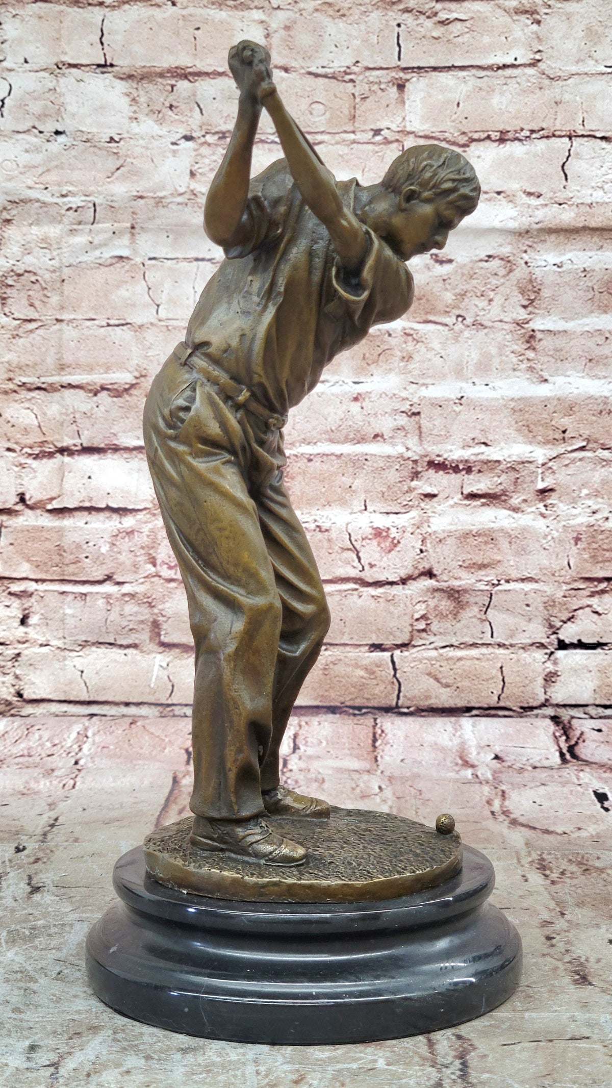 Ben Hogan Male Golfer Sports Memorabilia Golf Club PGA Bronze Marble Base Statue