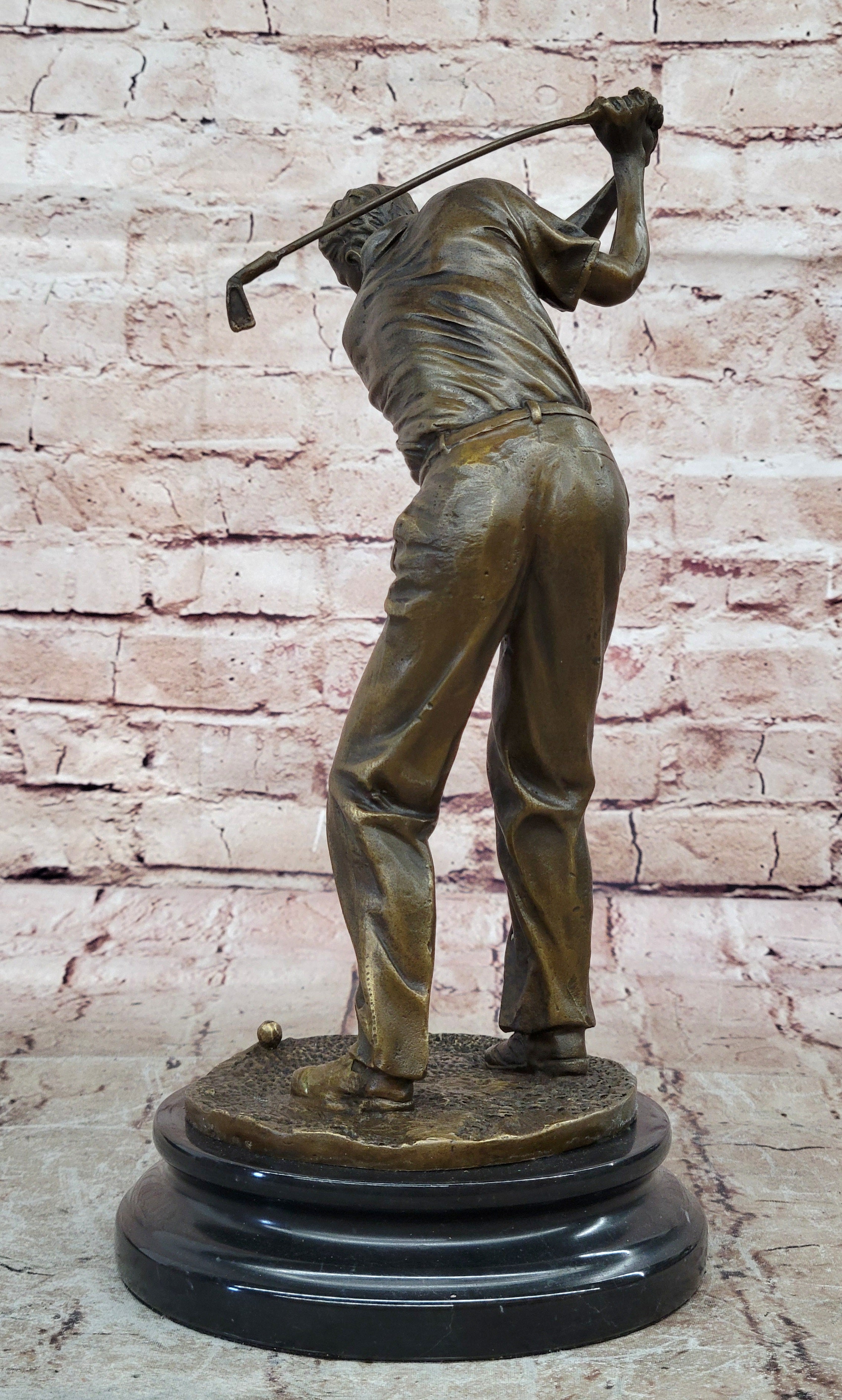 Ben Hogan Male Golfer Sports Memorabilia Golf Club PGA Bronze Marble Base Statue