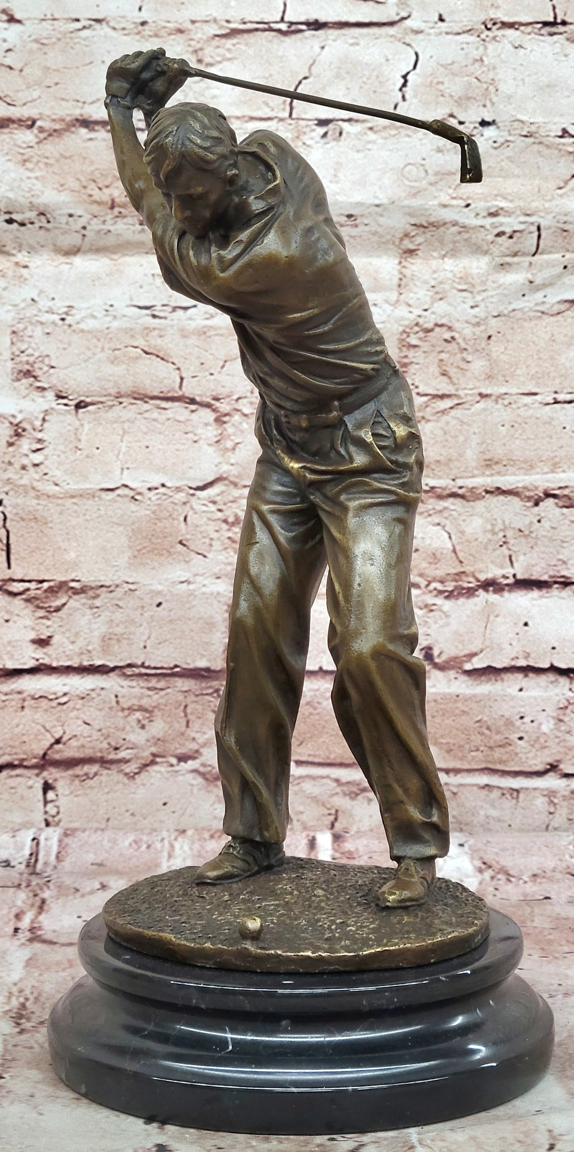 Ben Hogan Male Golfer Sports Memorabilia Golf Club PGA Bronze Marble Base Statue
