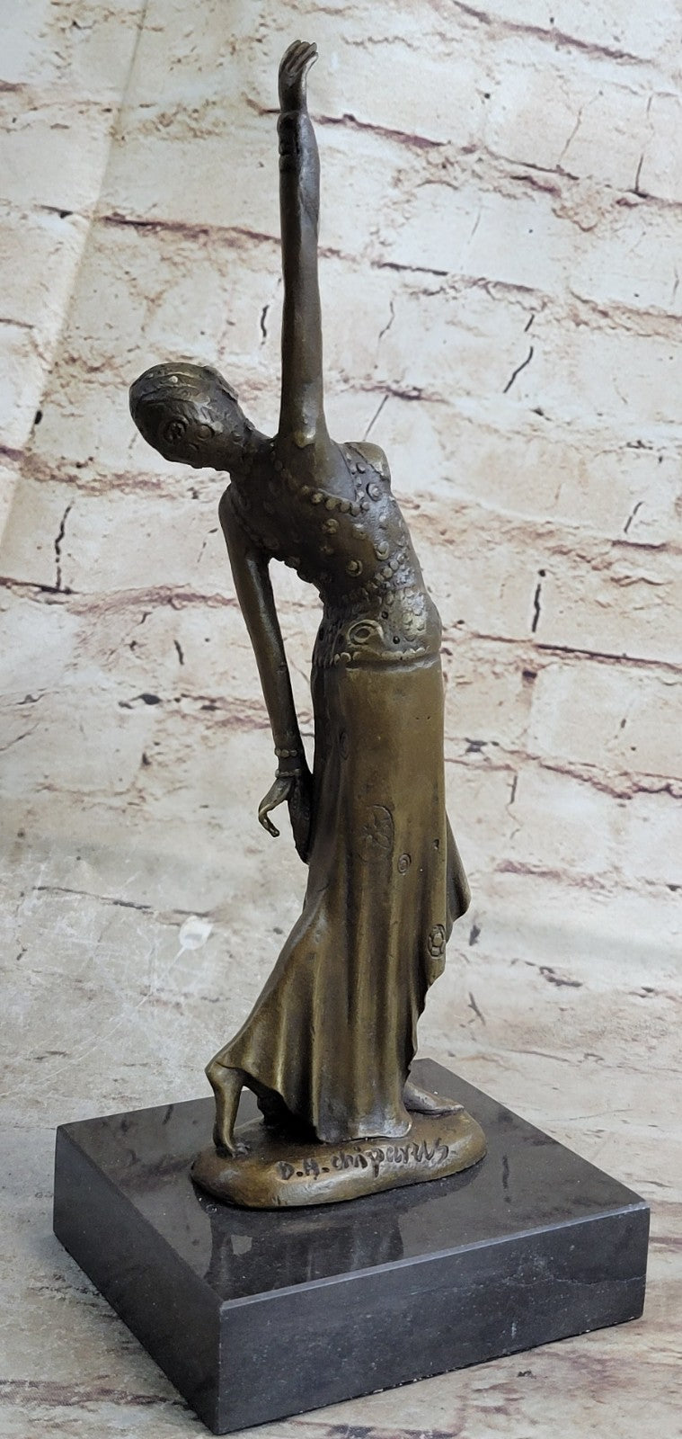 Hand Made D.H Chiparus Romanian Listed Artist Foot Step Dancer Bronze Sculpture