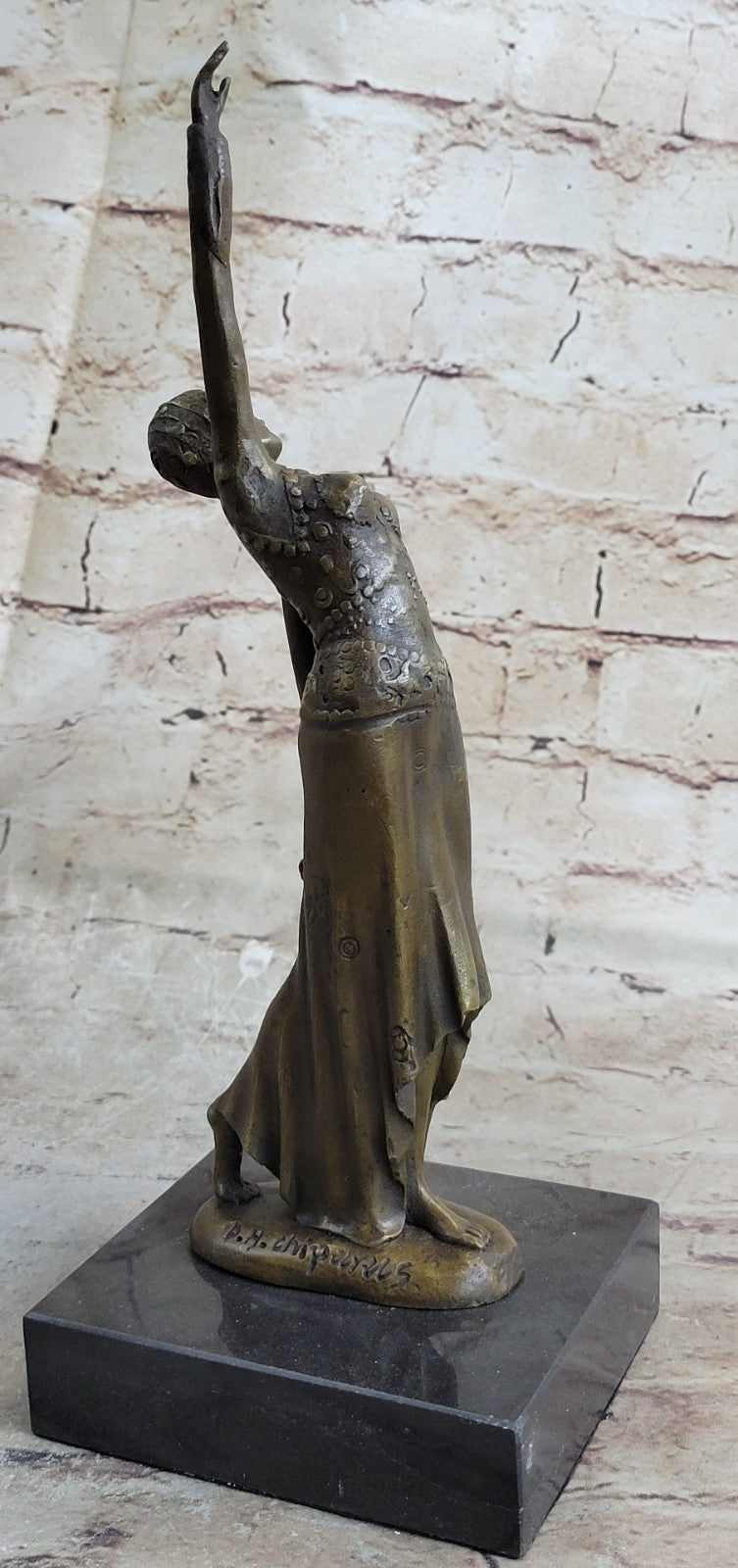 Hand Made D.H Chiparus Romanian Listed Artist Foot Step Dancer Bronze Sculpture
