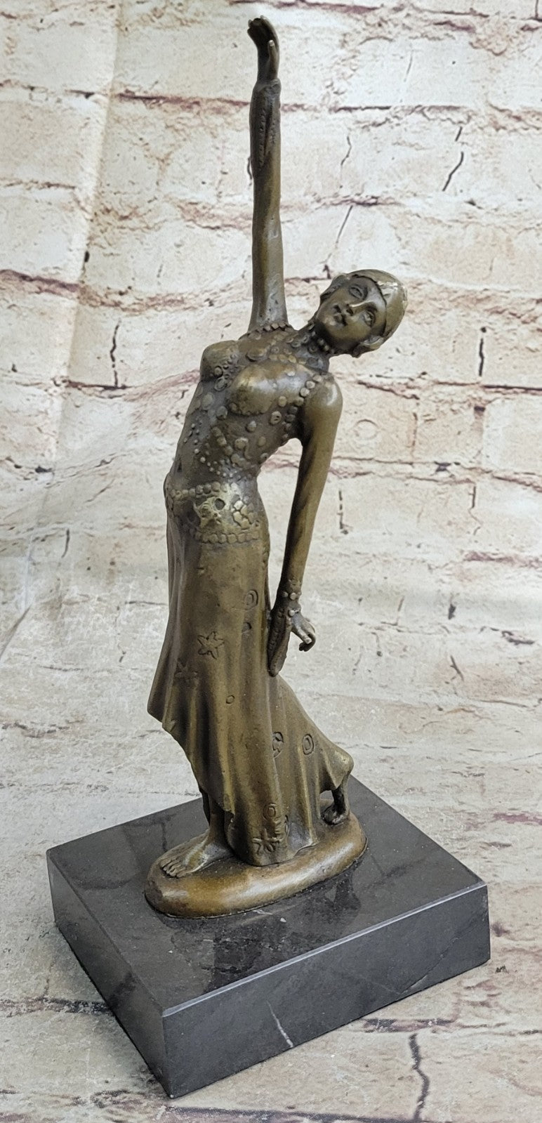 Hand Made D.H Chiparus Romanian Listed Artist Foot Step Dancer Bronze Sculpture