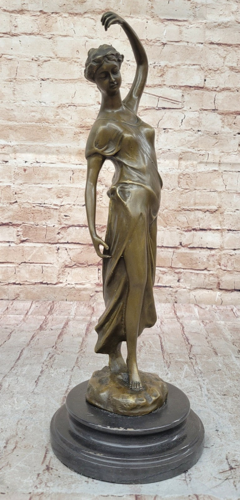 Signed Augustine Moreau French Artist Beautiful Woman Bronze Sculpture Figure
