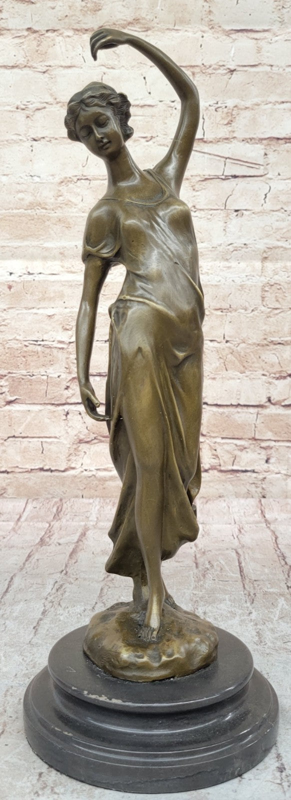 Signed Augustine Moreau French Artist Beautiful Woman Bronze Sculpture Figure