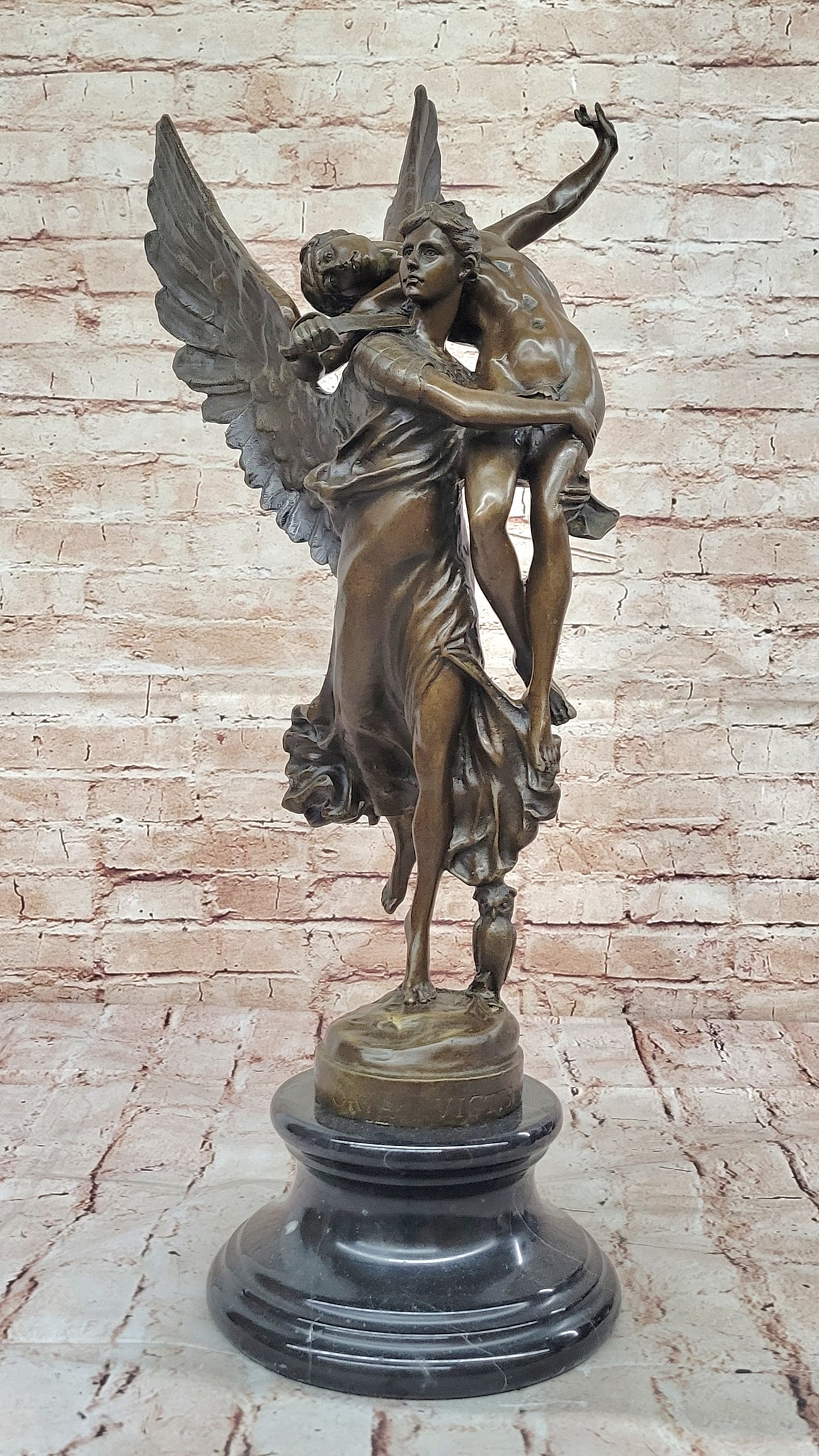 Bronze sculpture winged GLORIA statue, "GLORIS VICTIS" signed: Mercie Decor Sale