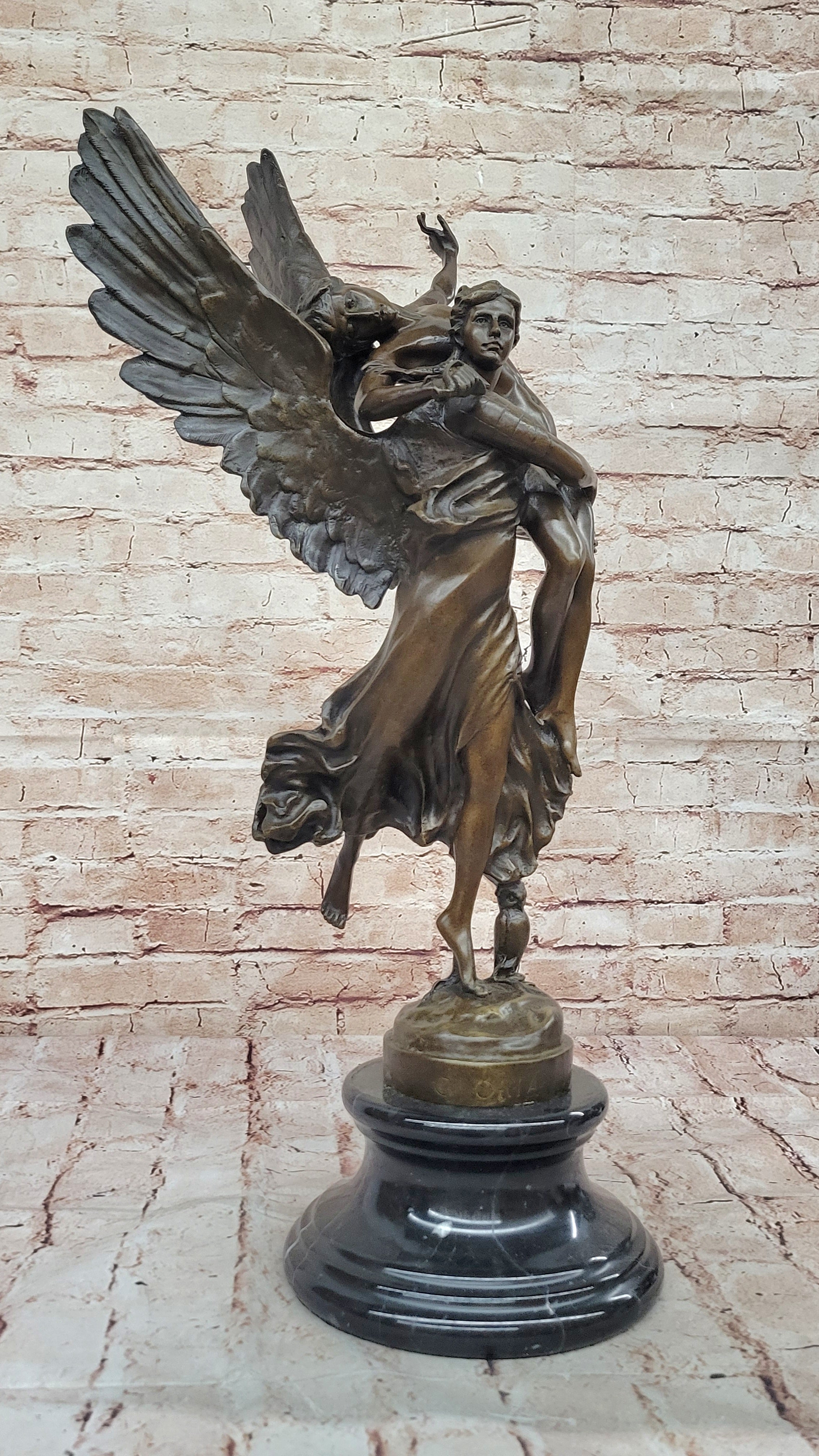 Bronze sculpture winged GLORIA statue, "GLORIS VICTIS" signed: Mercie Decor Sale