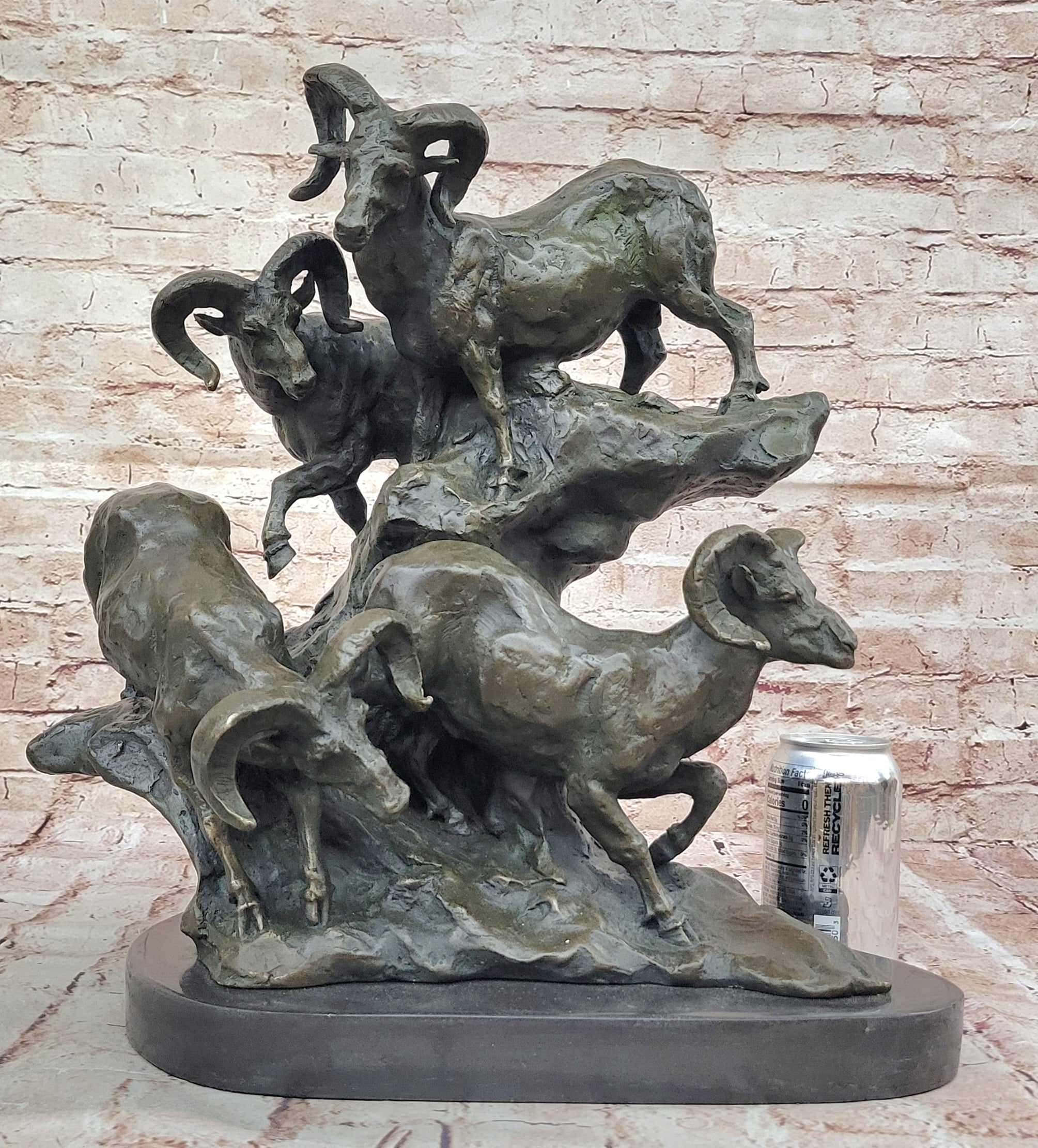 Ram Bronze Sculpture Ornament Home Office Decor Collectible Animal Figurine Statue