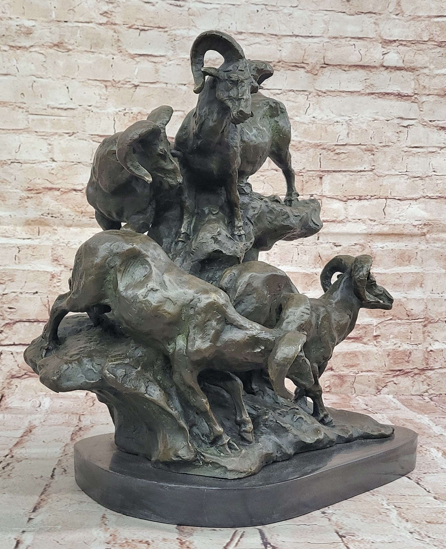 Ram Bronze Sculpture Ornament Home Office Decor Collectible Animal Figurine Statue