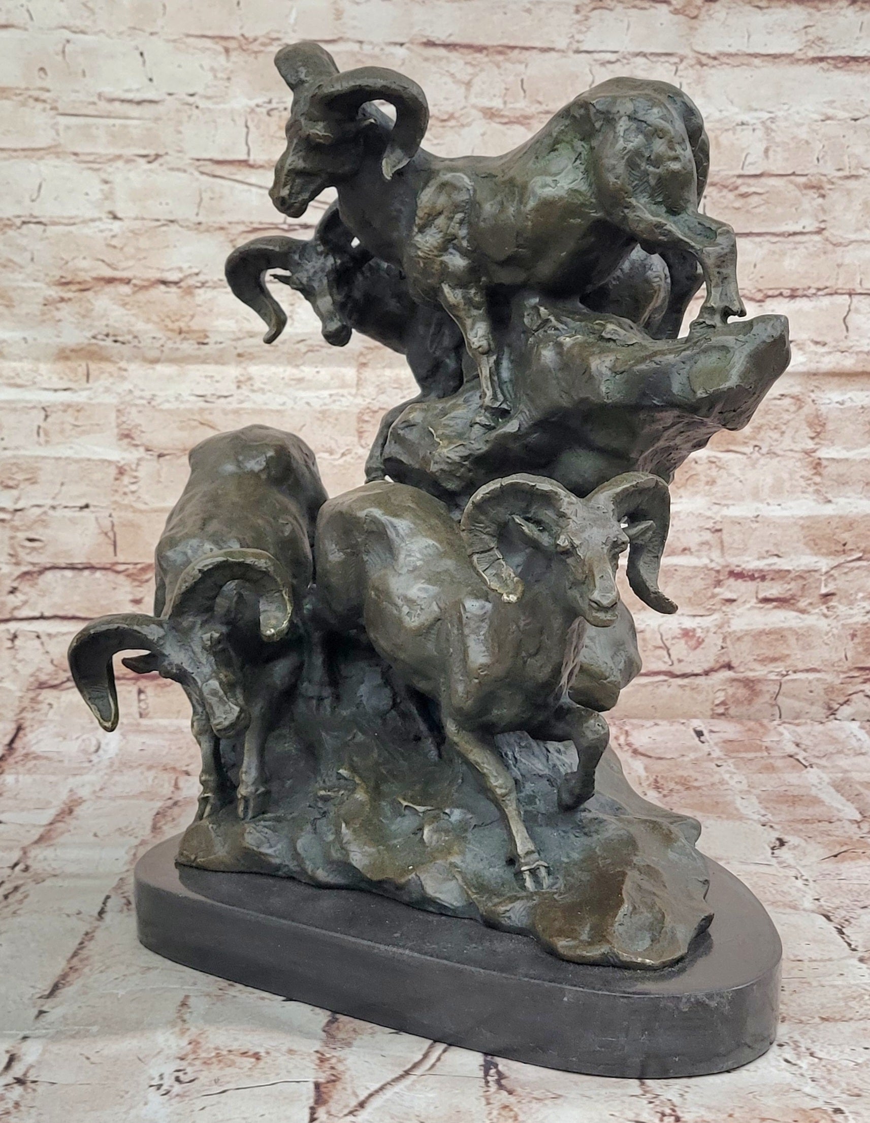 Ram Bronze Sculpture Ornament Home Office Decor Collectible Animal Figurine Statue