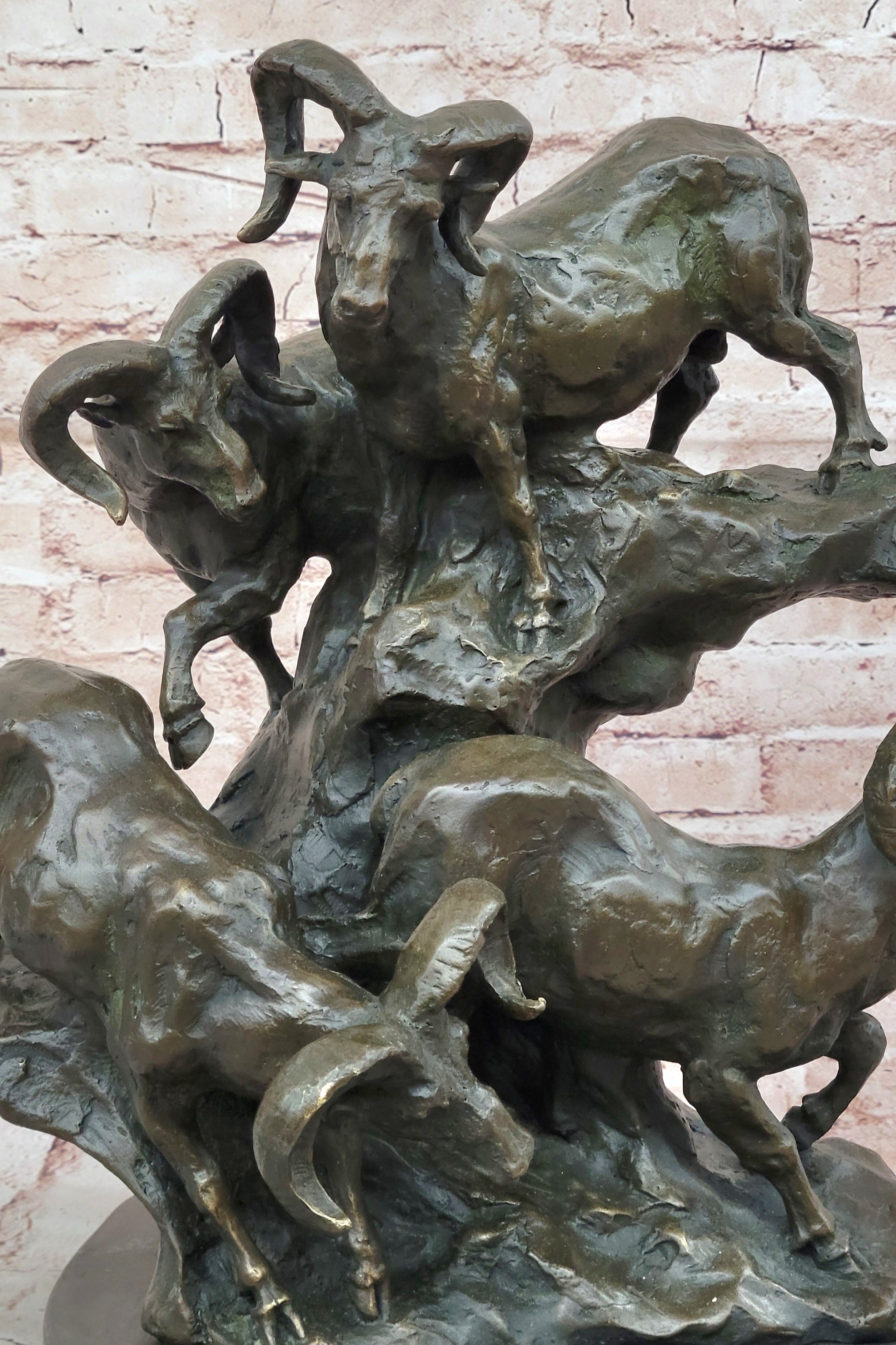 Ram Bronze Sculpture Ornament Home Office Decor Collectible Animal Figurine Statue