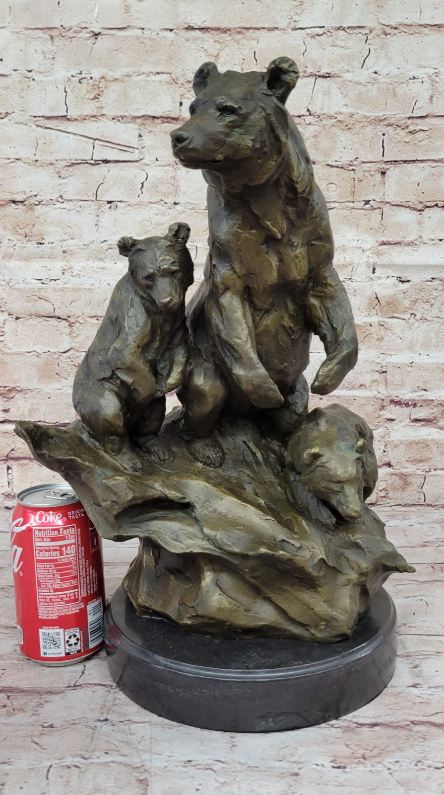 Western Antoine Barye Art Charles Bear Mother Cub Bronze Statue Sculpture Decor