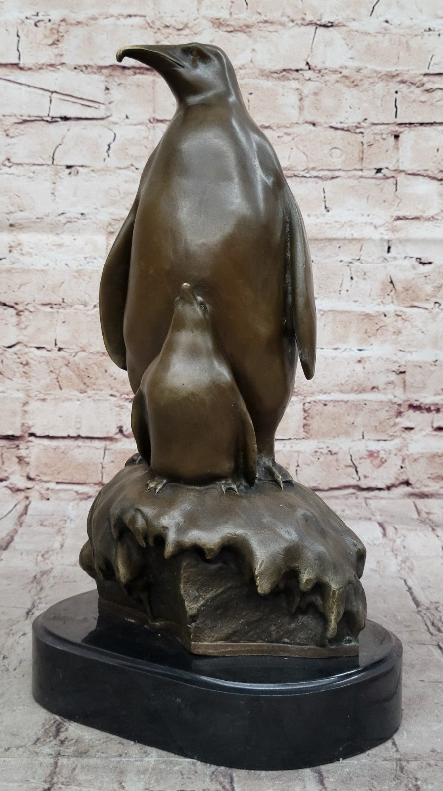 Bronze Art Zoo South Pole Birds Penguin Animal Statue 14" Tall Sculpture Statue