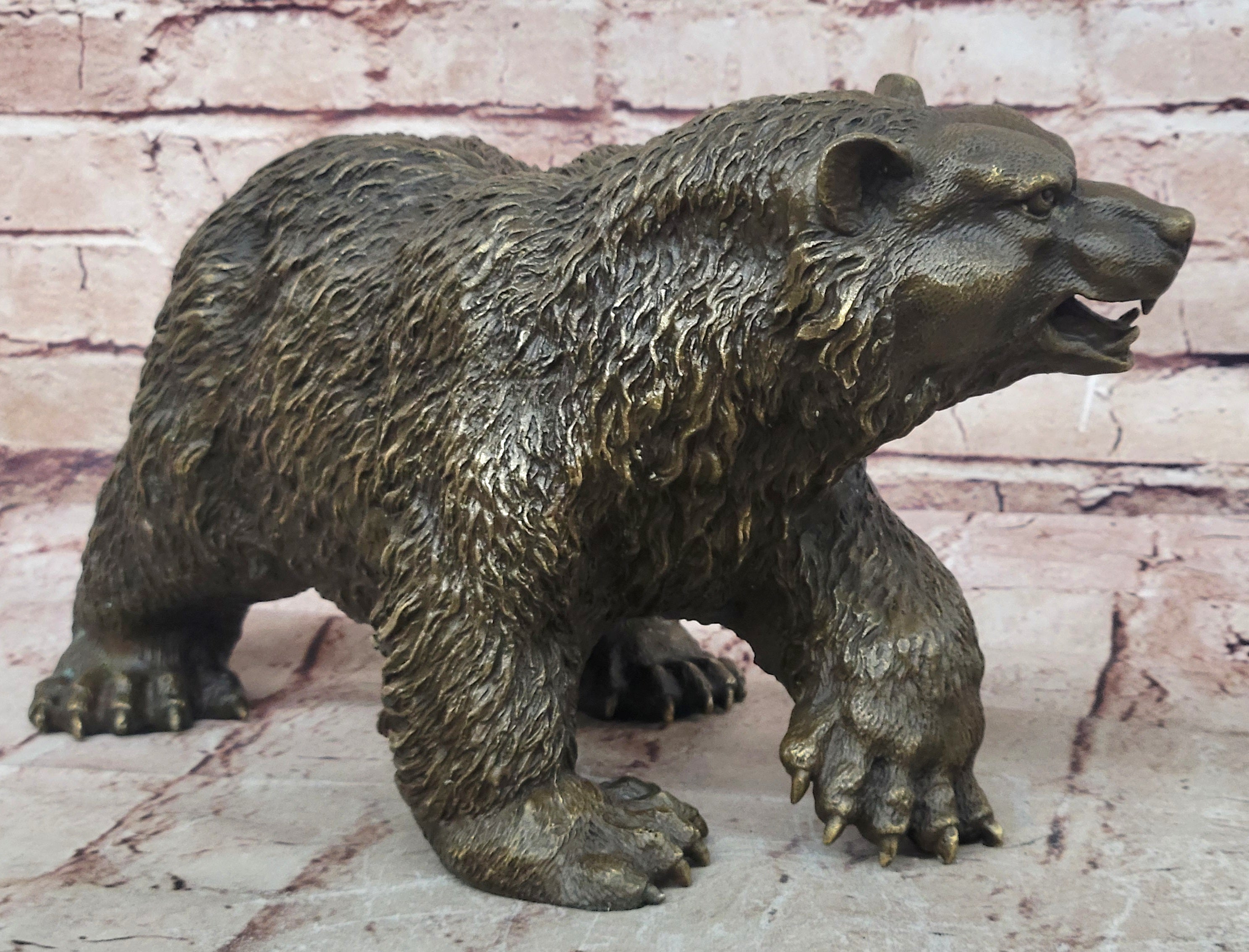 Large Outdoor Garden Park Cabin Bear Standing Bronze Sculpture Statue Art Decor