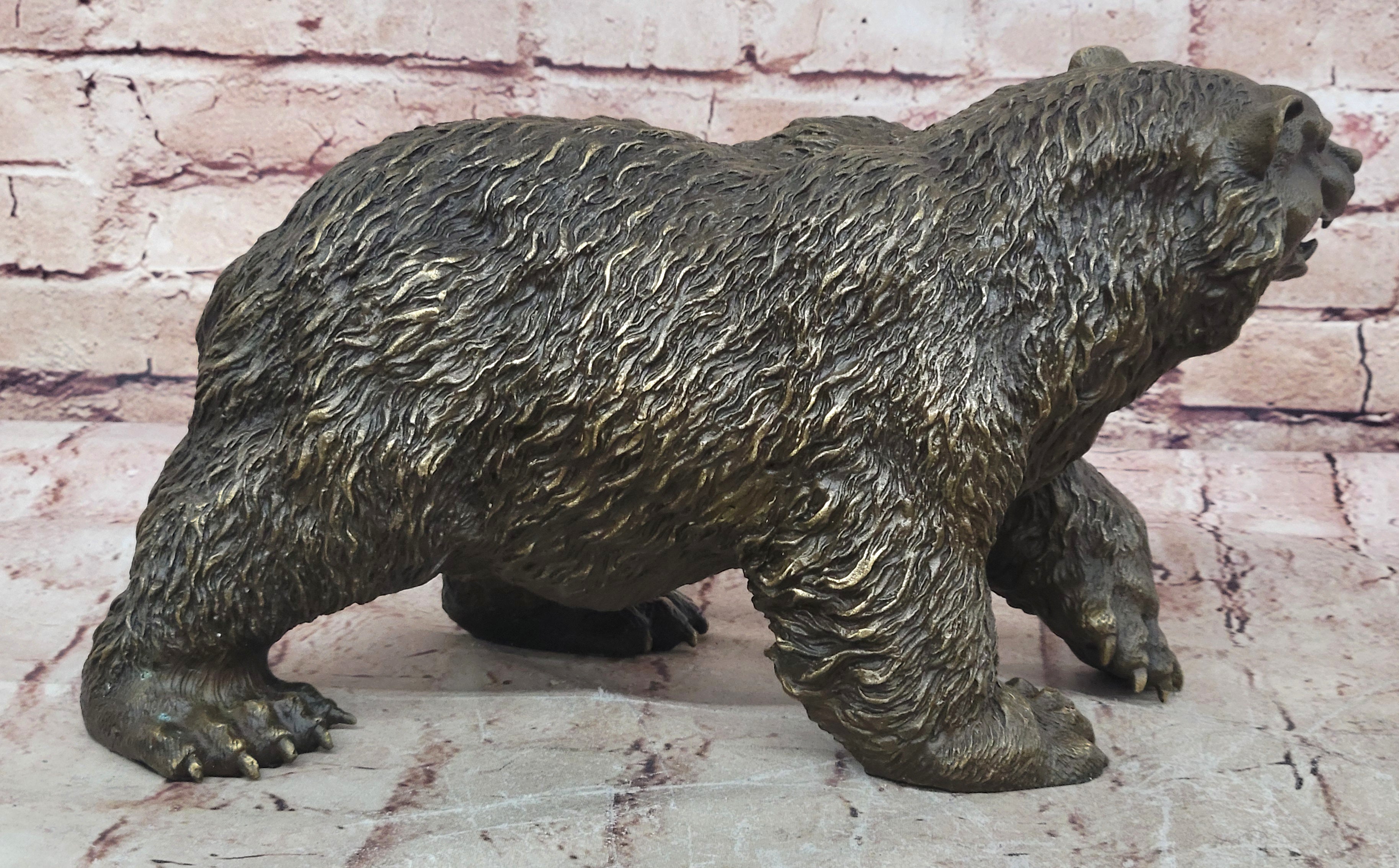 Large Outdoor Garden Park Cabin Bear Standing Bronze Sculpture Statue Art Decor