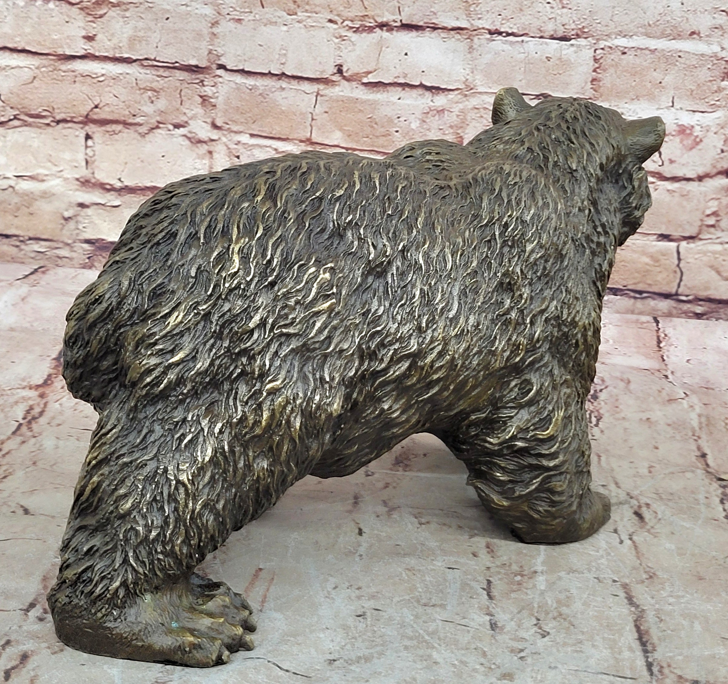 Large Outdoor Garden Park Cabin Bear Standing Bronze Sculpture Statue Art Decor