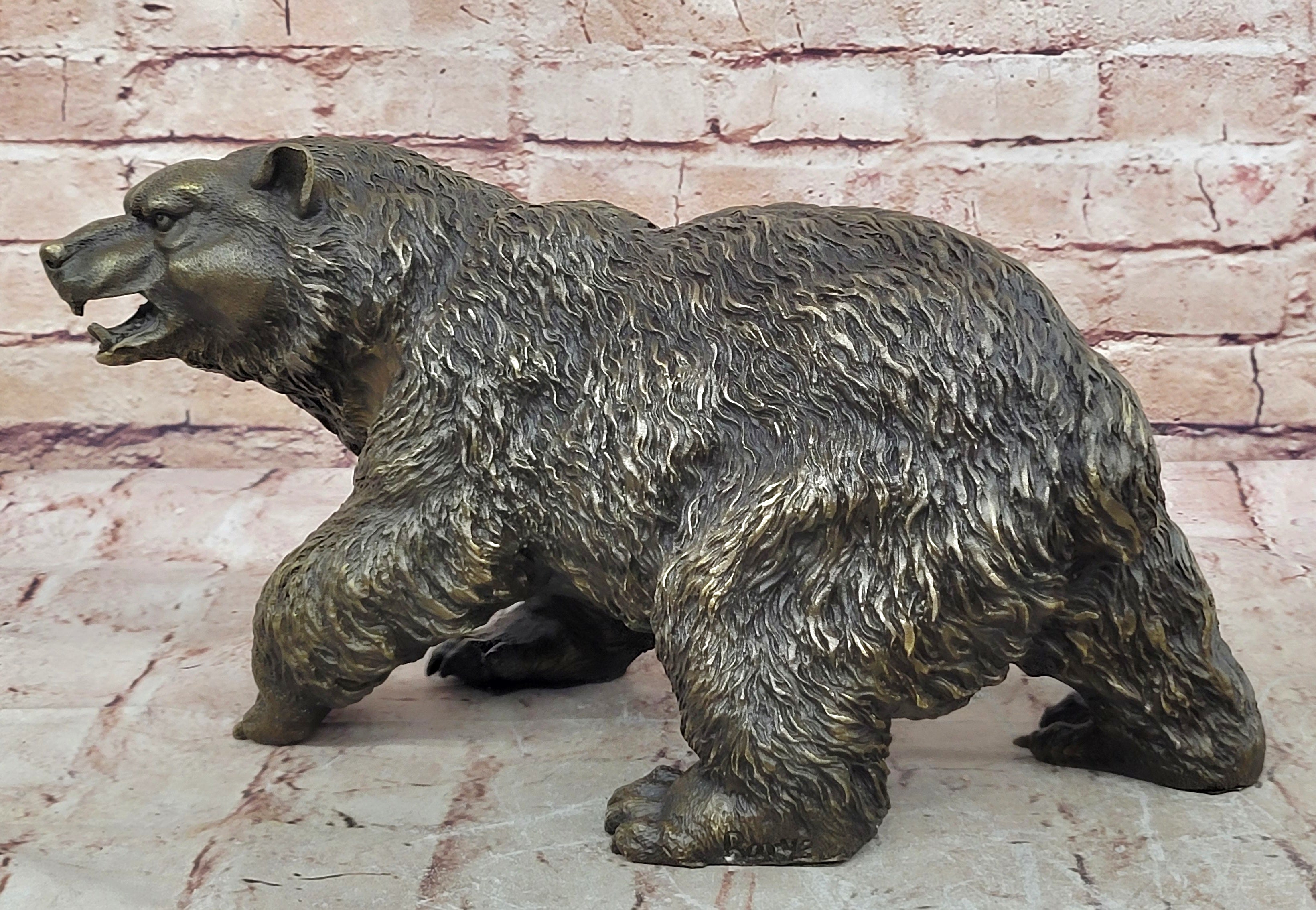 Large Outdoor Garden Park Cabin Bear Standing Bronze Sculpture Statue Art Decor