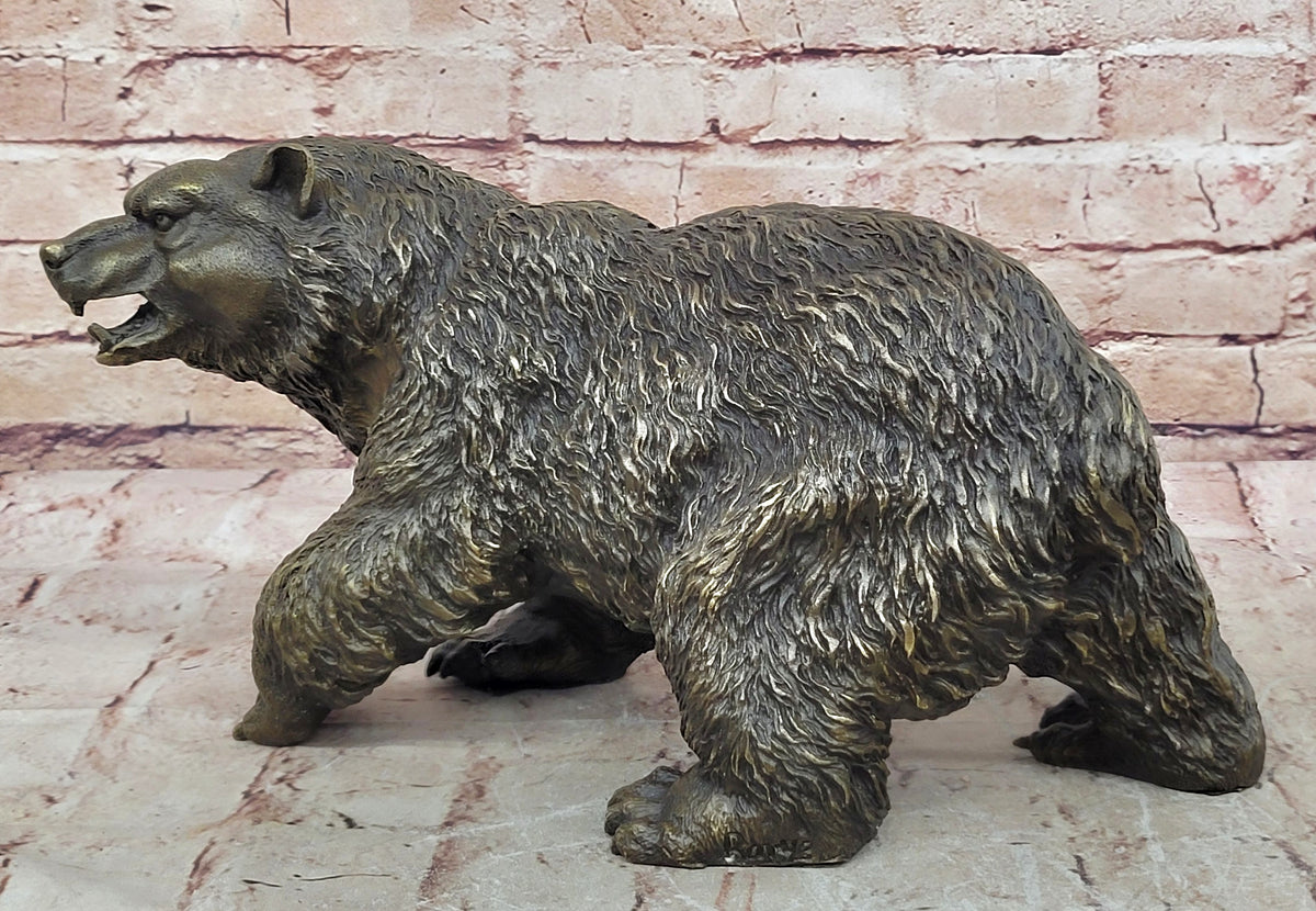 Large Outdoor Garden Park Cabin Bear Standing Bronze Sculpture Statue Art Decor
