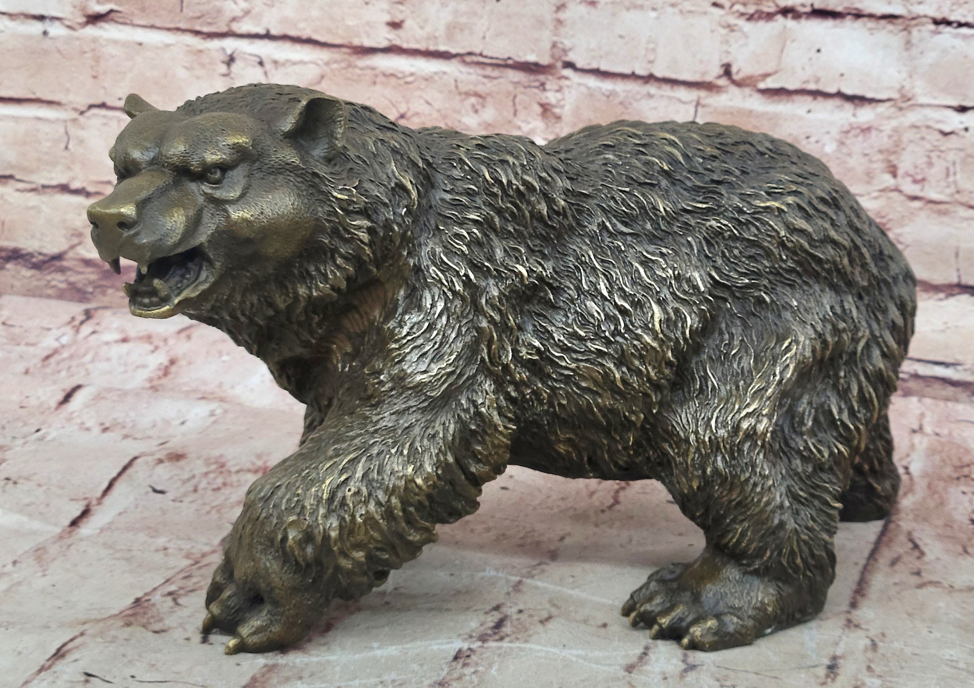 Large Outdoor Garden Park Cabin Bear Standing Bronze Sculpture Statue Art Decor