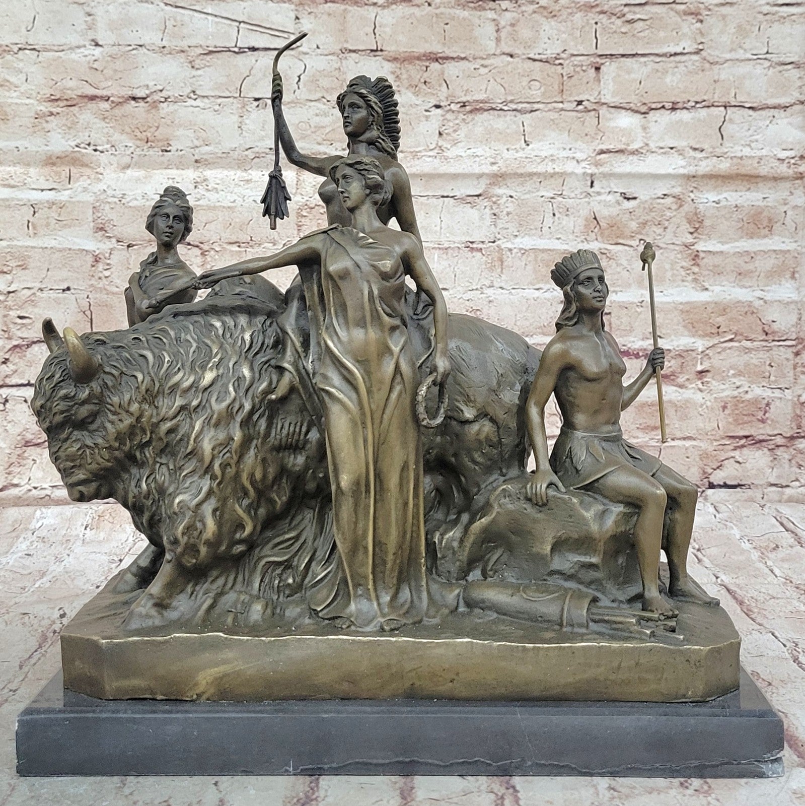 Clement A. Masier Bronze Statue "The Civilization of America Classic Artwork