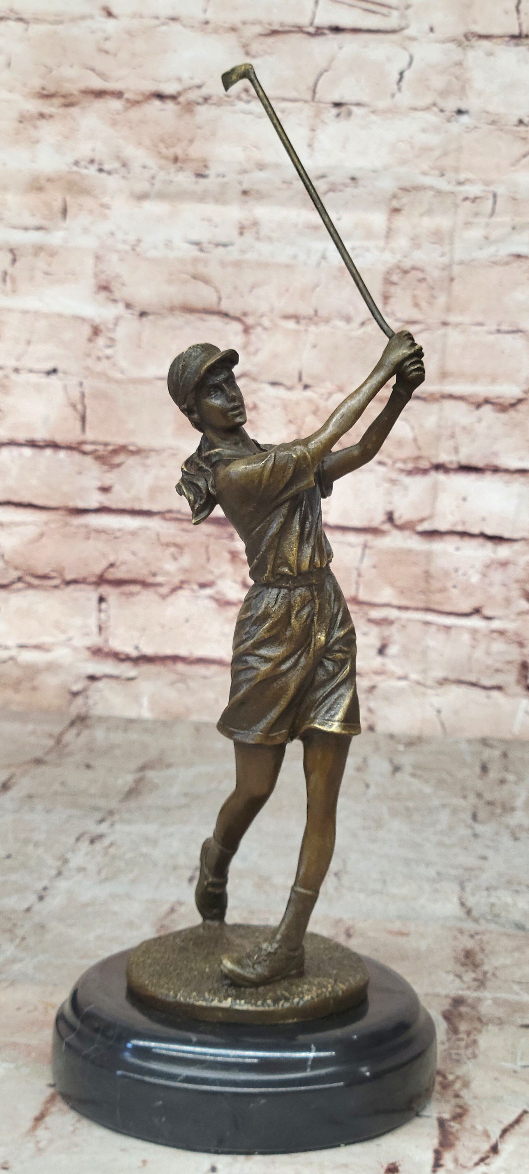 Hand Made Collector Edition Woman Girl Golfer Golf Trophy Bronze Sculpture Statu