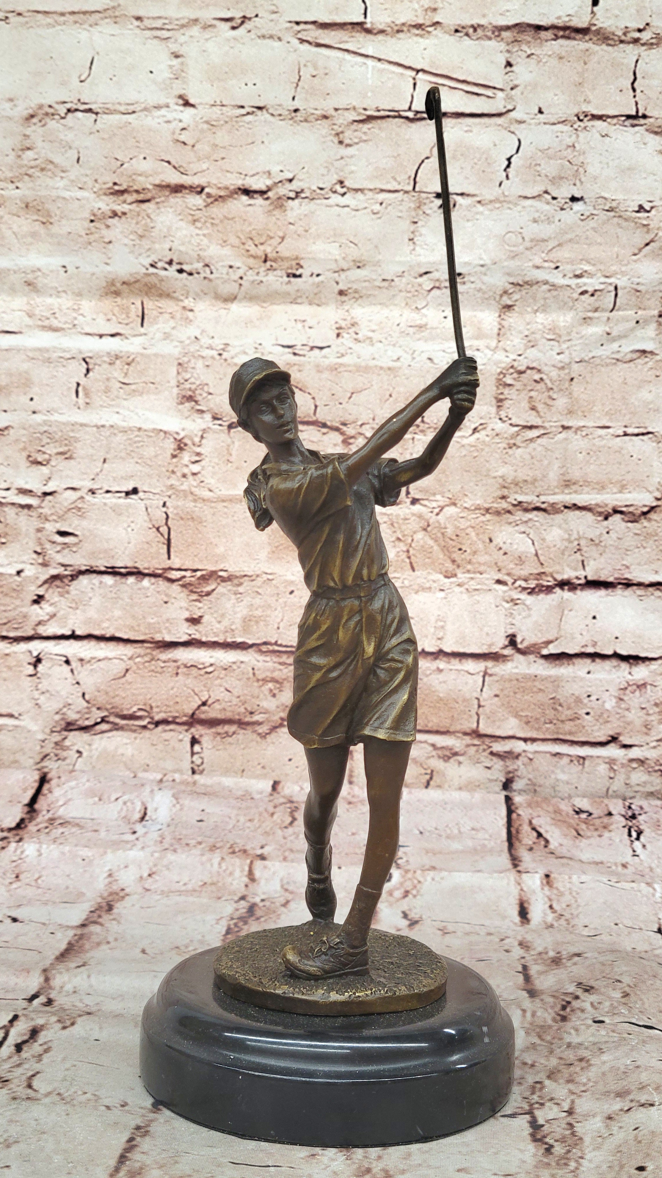Hand Made Collector Edition Woman Girl Golfer Golf Trophy Bronze Sculpture Statu