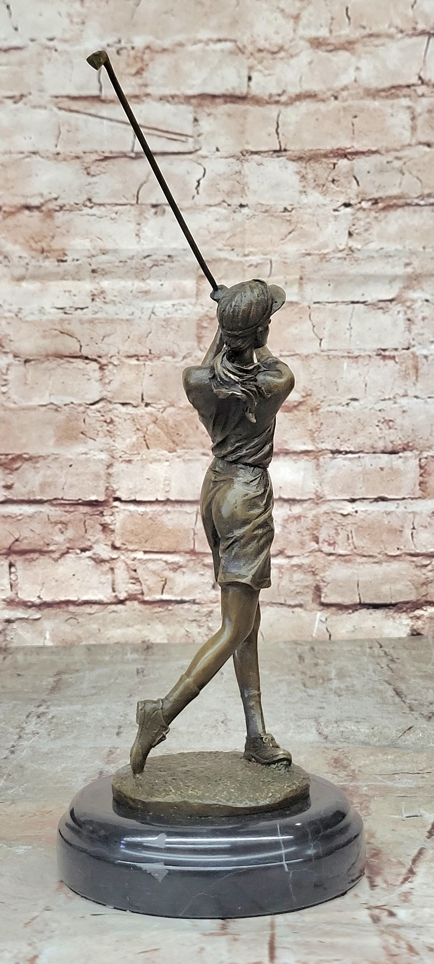 Hand Made Collector Edition Woman Girl Golfer Golf Trophy Bronze Sculpture Statu