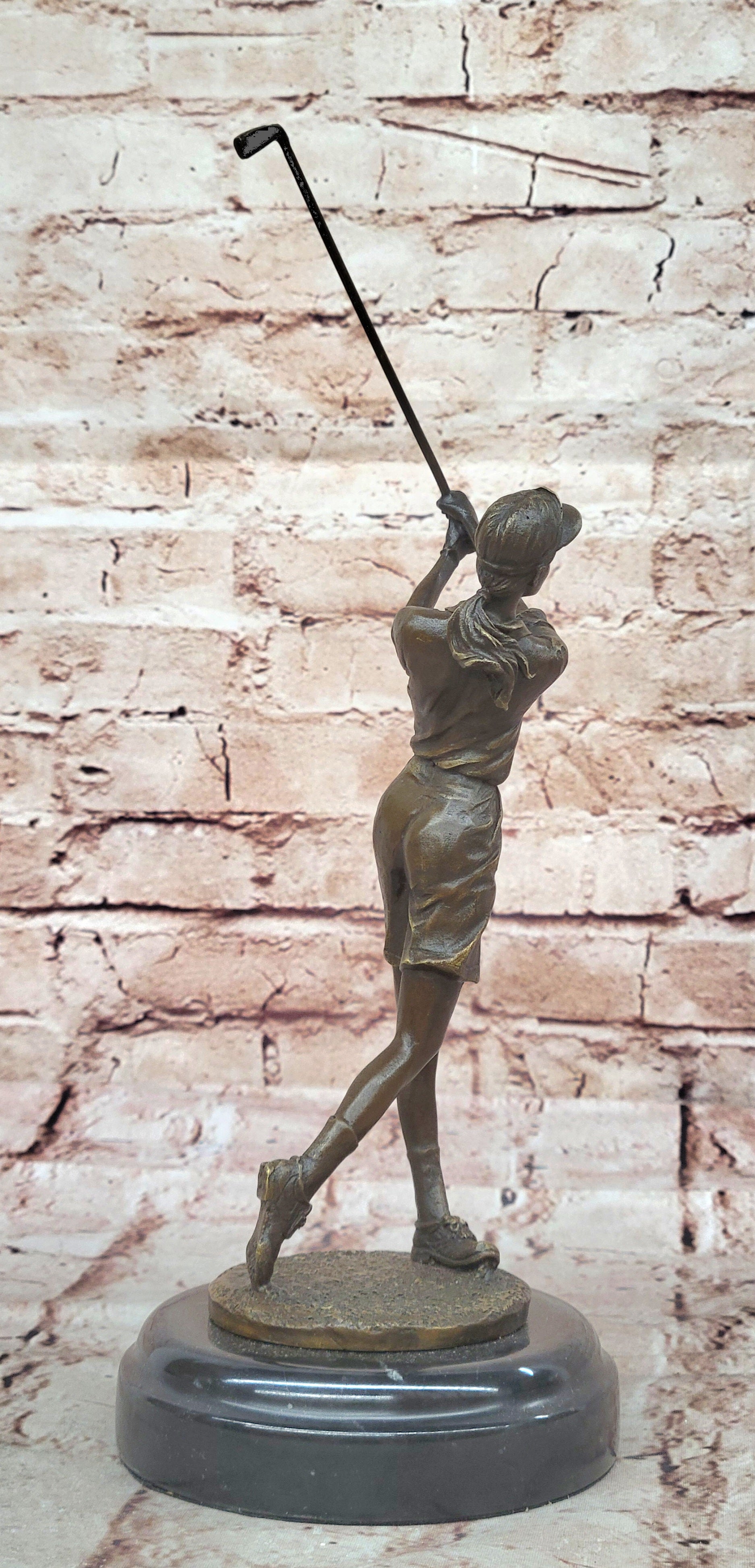 Hand Made Collector Edition Woman Girl Golfer Golf Trophy Bronze Sculpture Statu