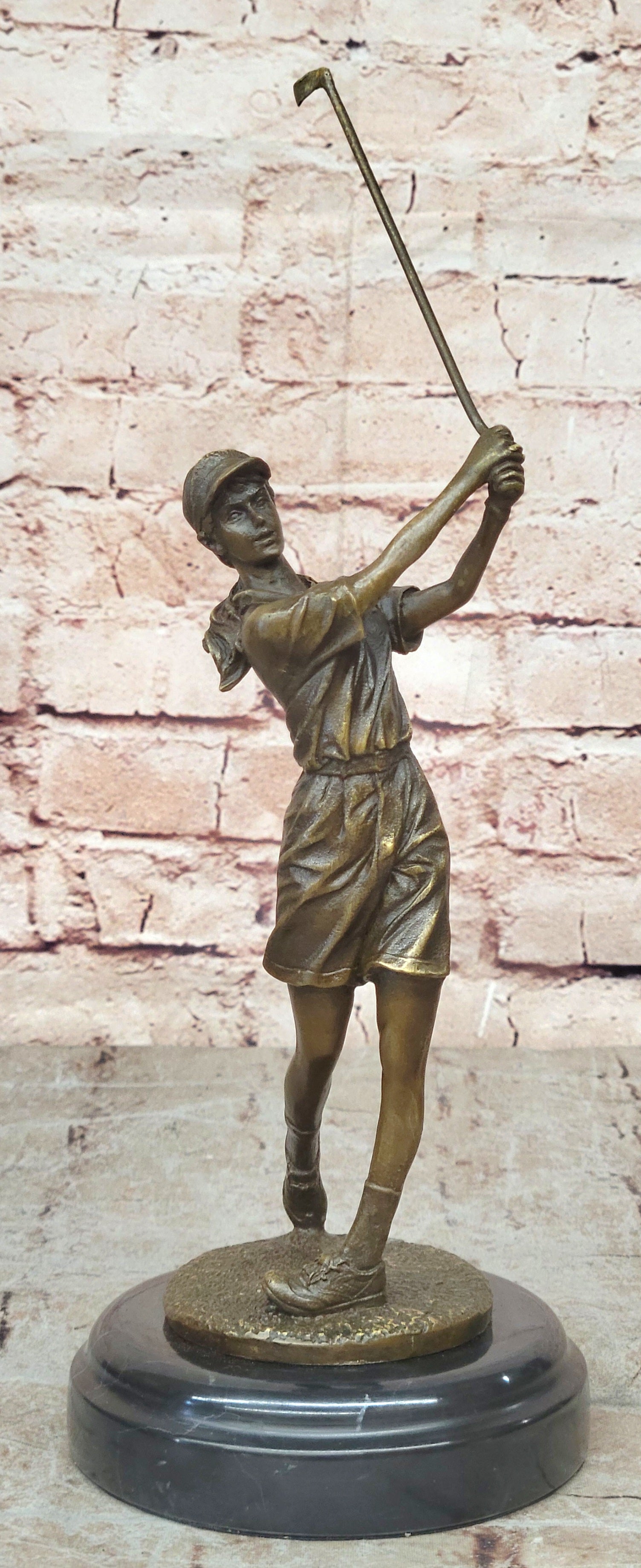 Hand Made Collector Edition Woman Girl Golfer Golf Trophy Bronze Sculpture Statu