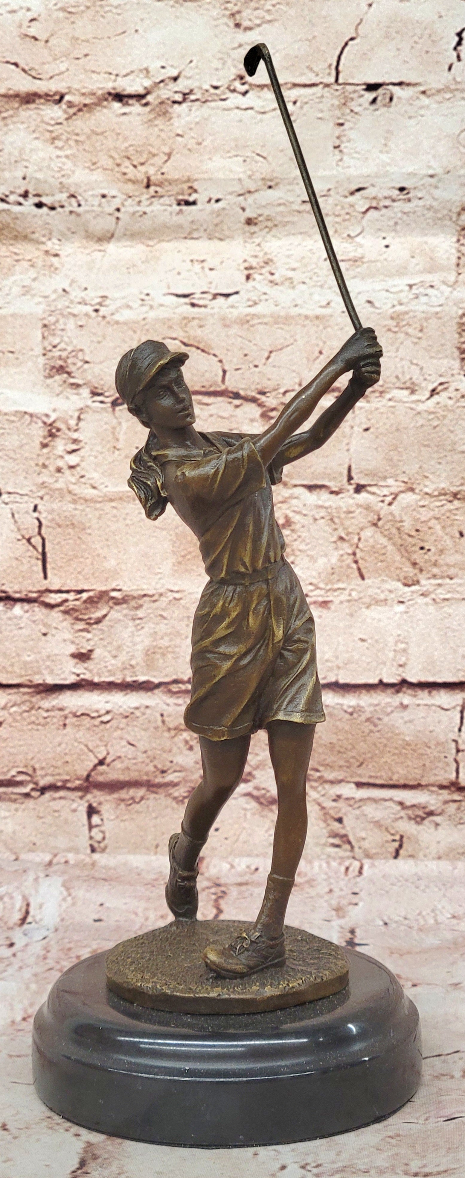Hand Made Collector Edition Woman Girl Golfer Golf Trophy Bronze Sculpture Statu