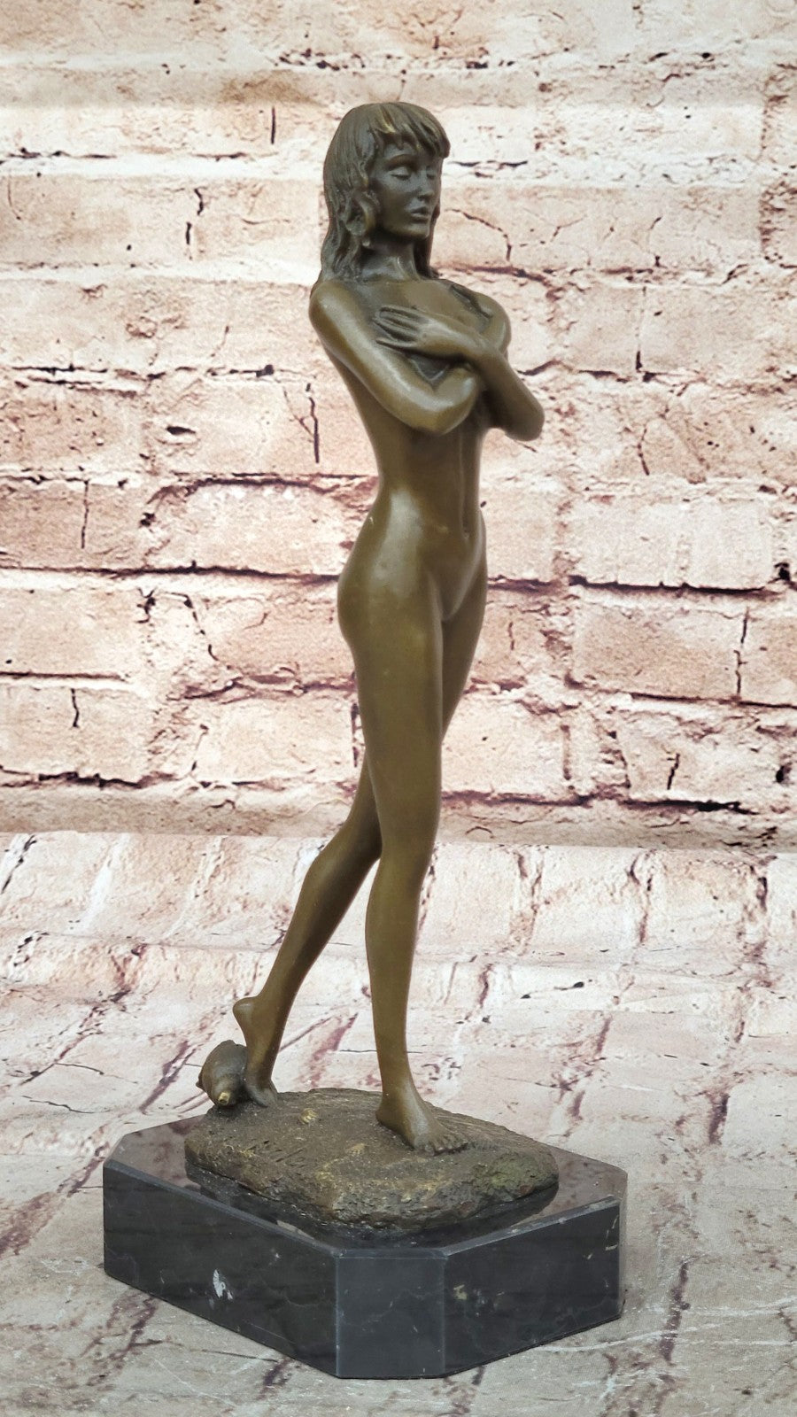 POPULAR BRONZE SCULPTURE NUDE GIRL FRENCH STATUE SIGNED FIGURINE FIGURE DECOR NR