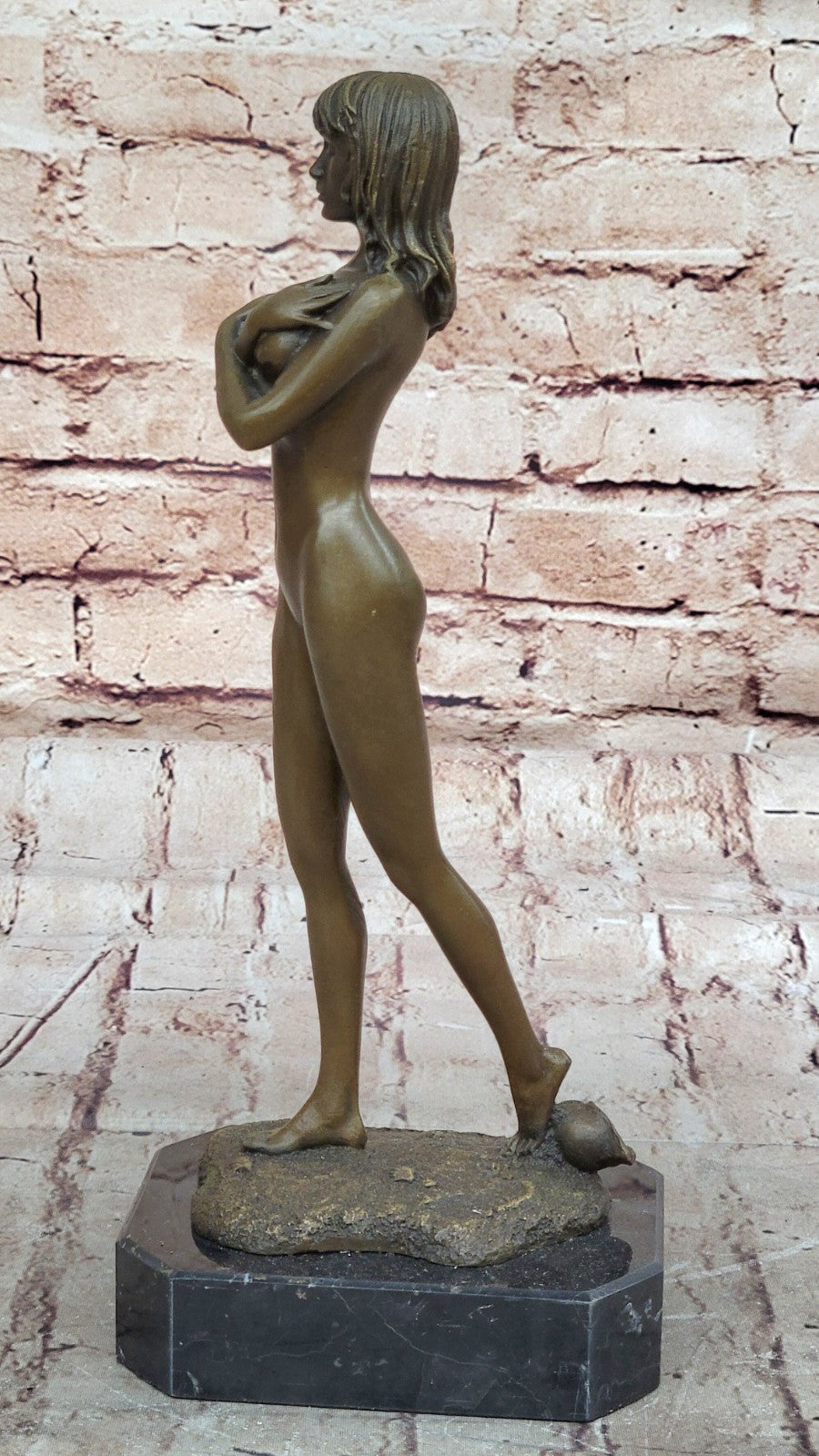 POPULAR BRONZE SCULPTURE NUDE GIRL FRENCH STATUE SIGNED FIGURINE FIGURE DECOR NR