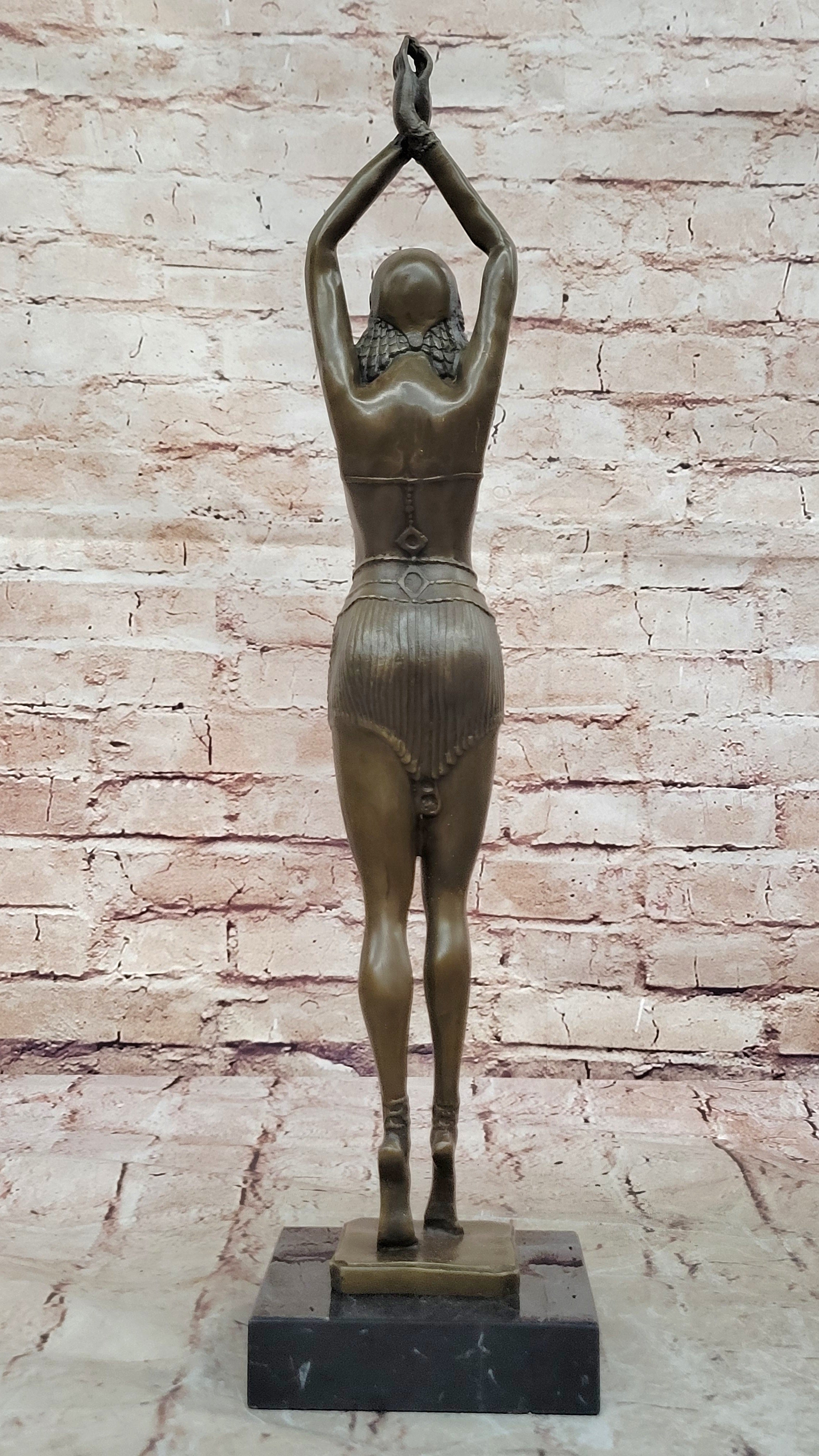 SIGNED NUDE DANCER CHIPARUS BRONZE SCULPTURE STATUE GIFT FIGURINE FIGURE MARBLE