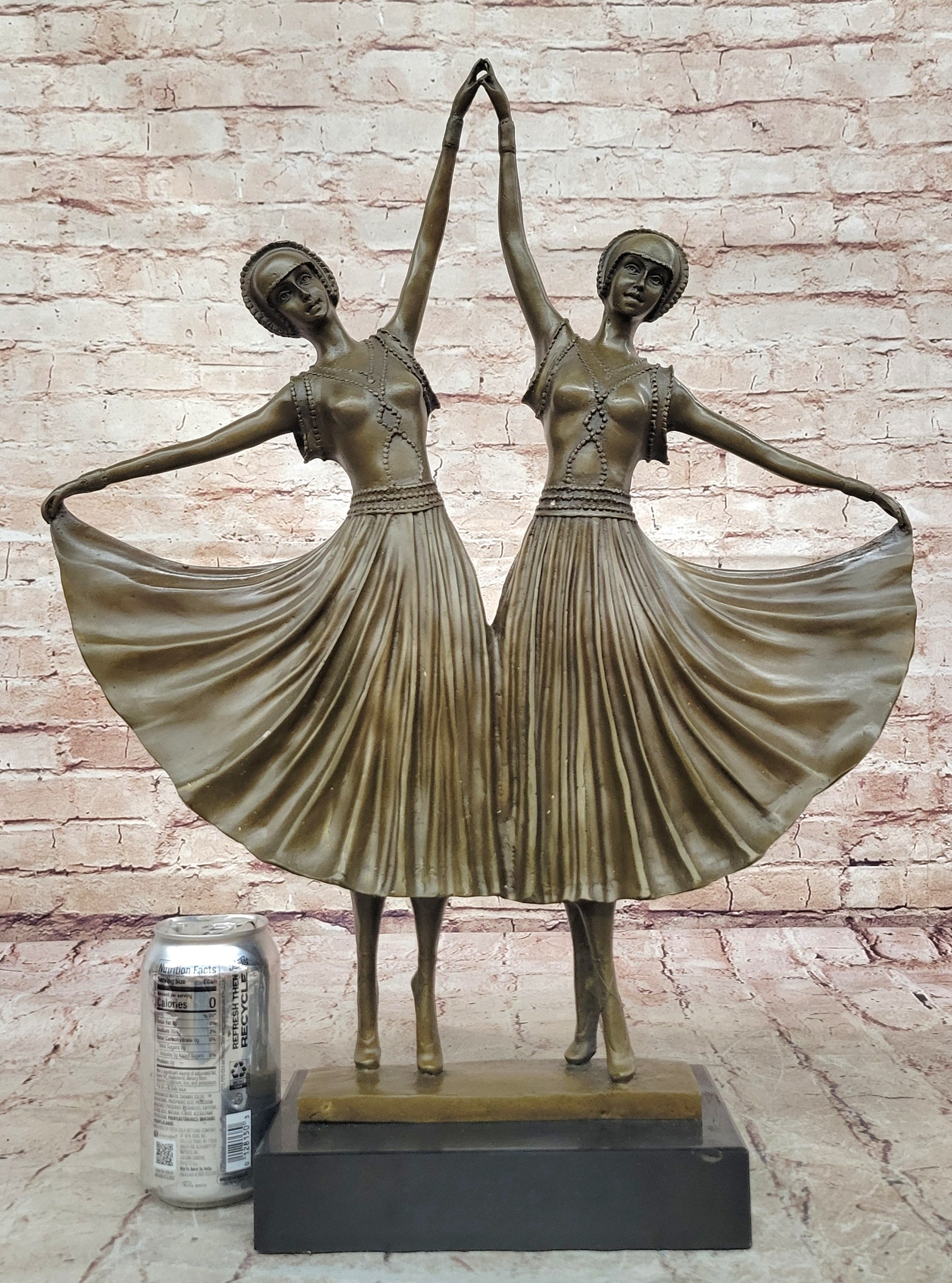 Art Decor Signed Chiparus Dancer Bronze Sculpture Marble Statue Figurine Figure