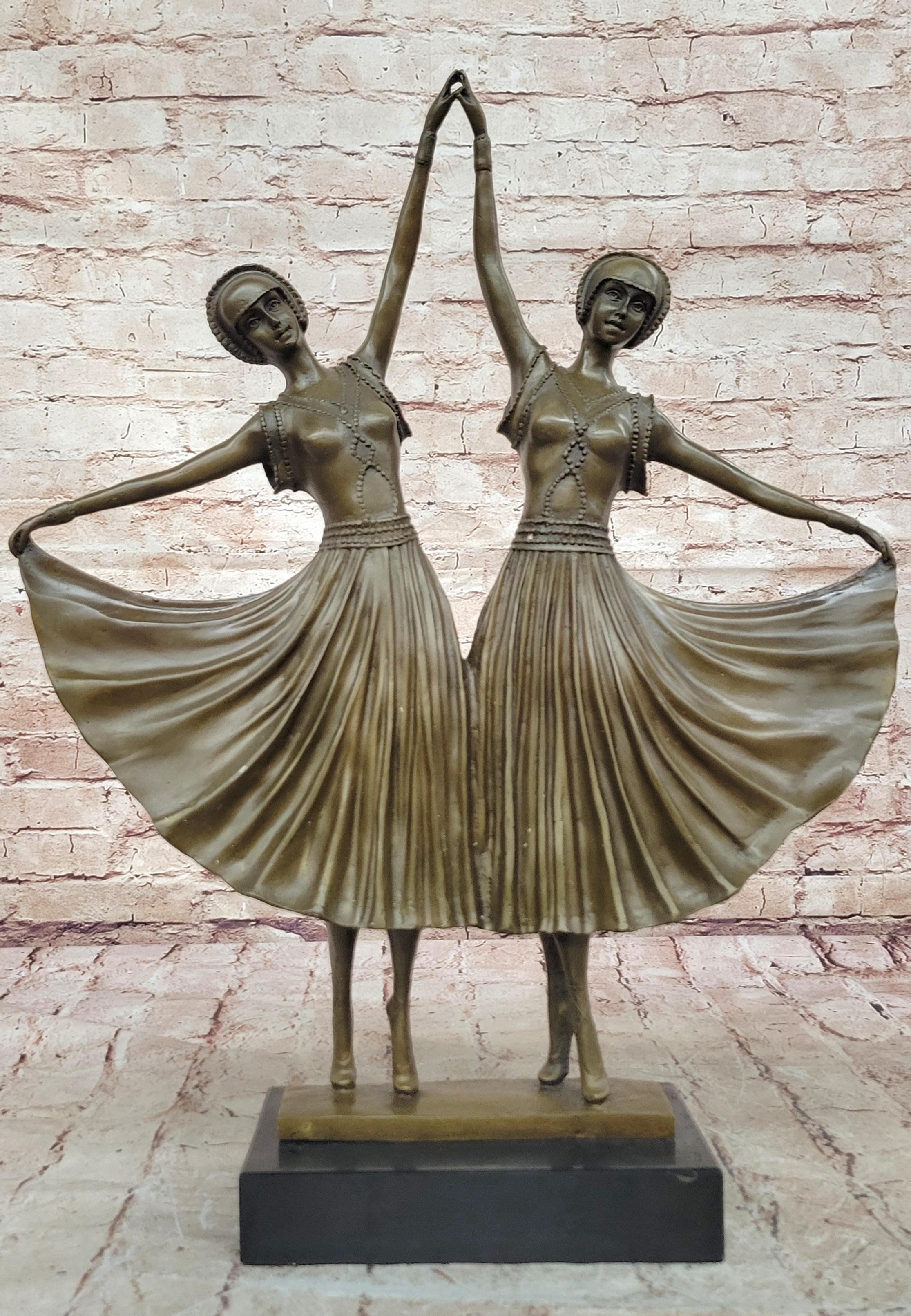 Art Decor Signed Chiparus Dancer Bronze Sculpture Marble Statue Figurine Figure