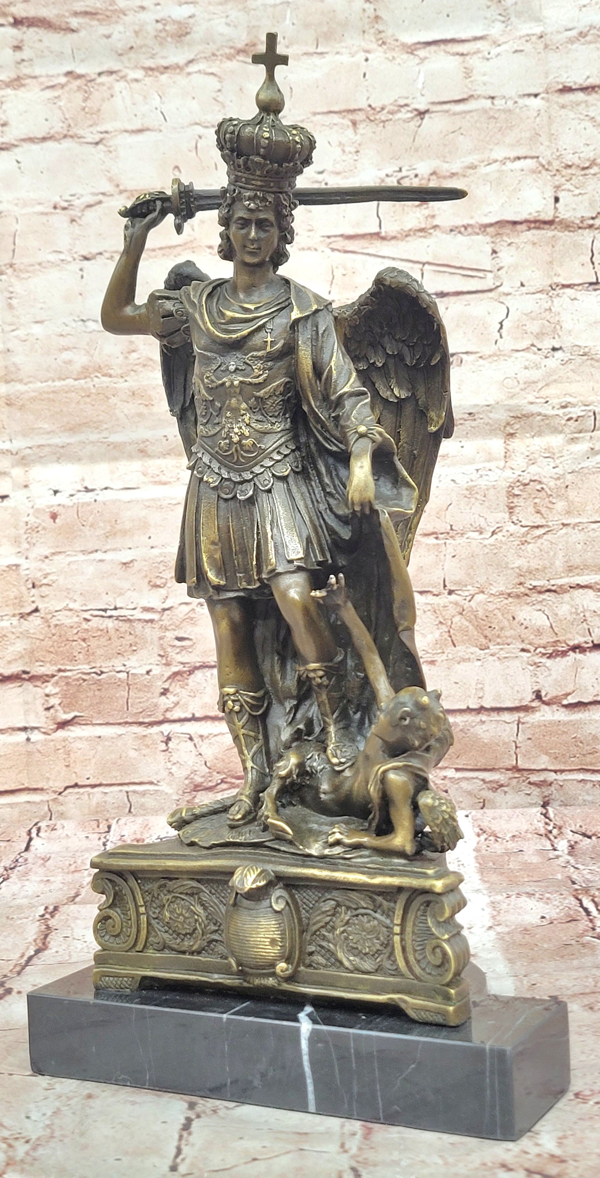 Bronze Marble Statue ArchAngel St Michael Police Saint Hot Cast Detailed Figure