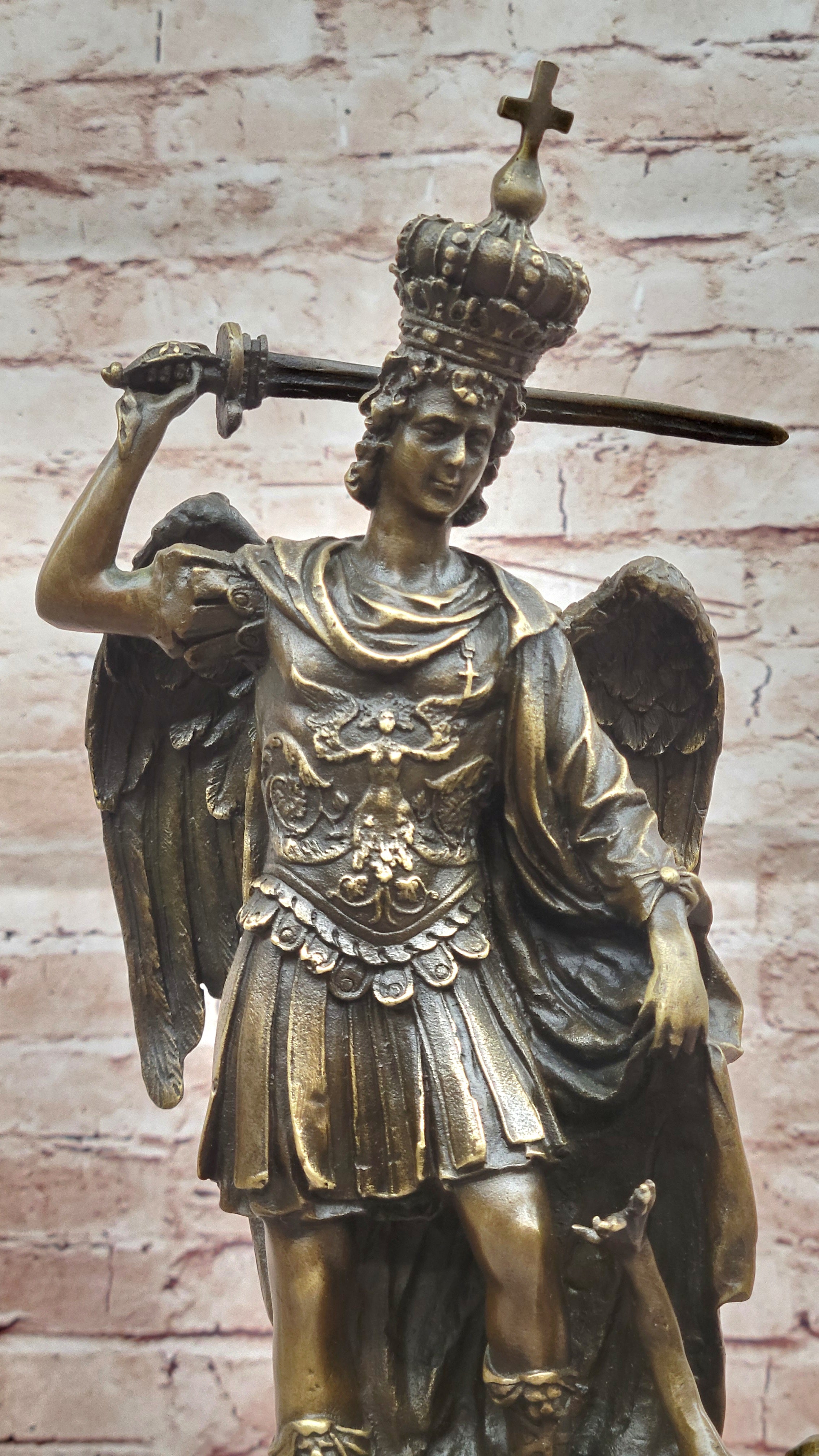 Bronze Marble Statue ArchAngel St Michael Police Saint Hot Cast Detailed Figure