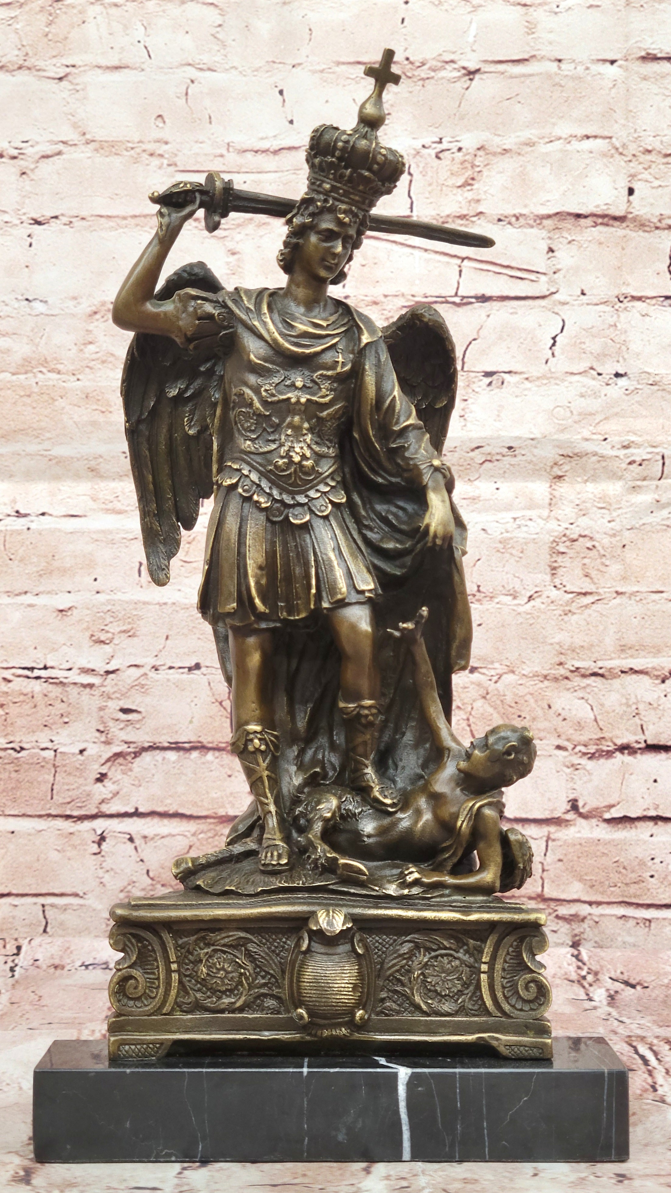 Bronze Marble Statue ArchAngel St Michael Police Saint Hot Cast Detailed Figure