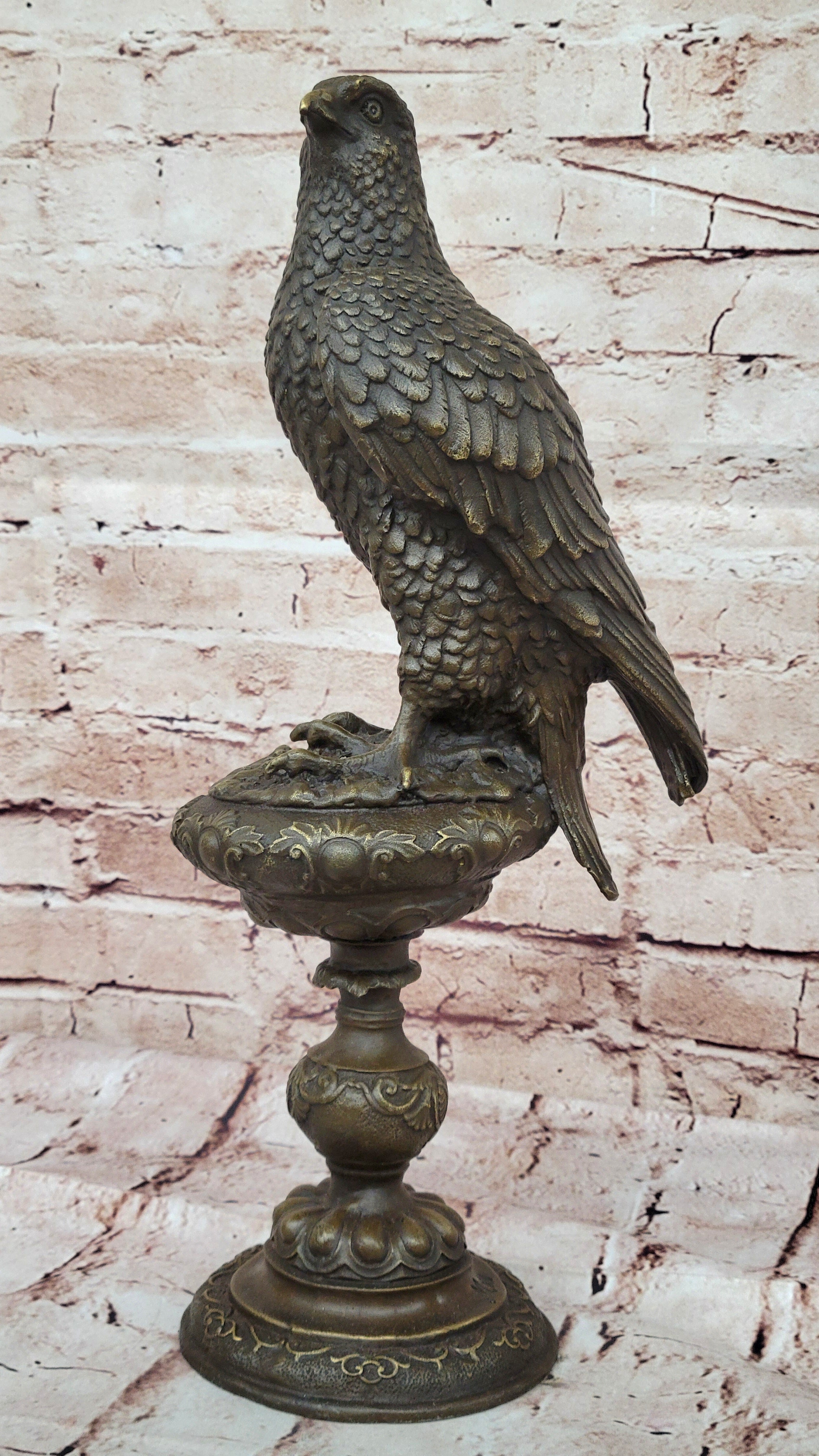 Extra Large Sitting American Eagle Bronze Sculpture Marble Statue Figurine Figure