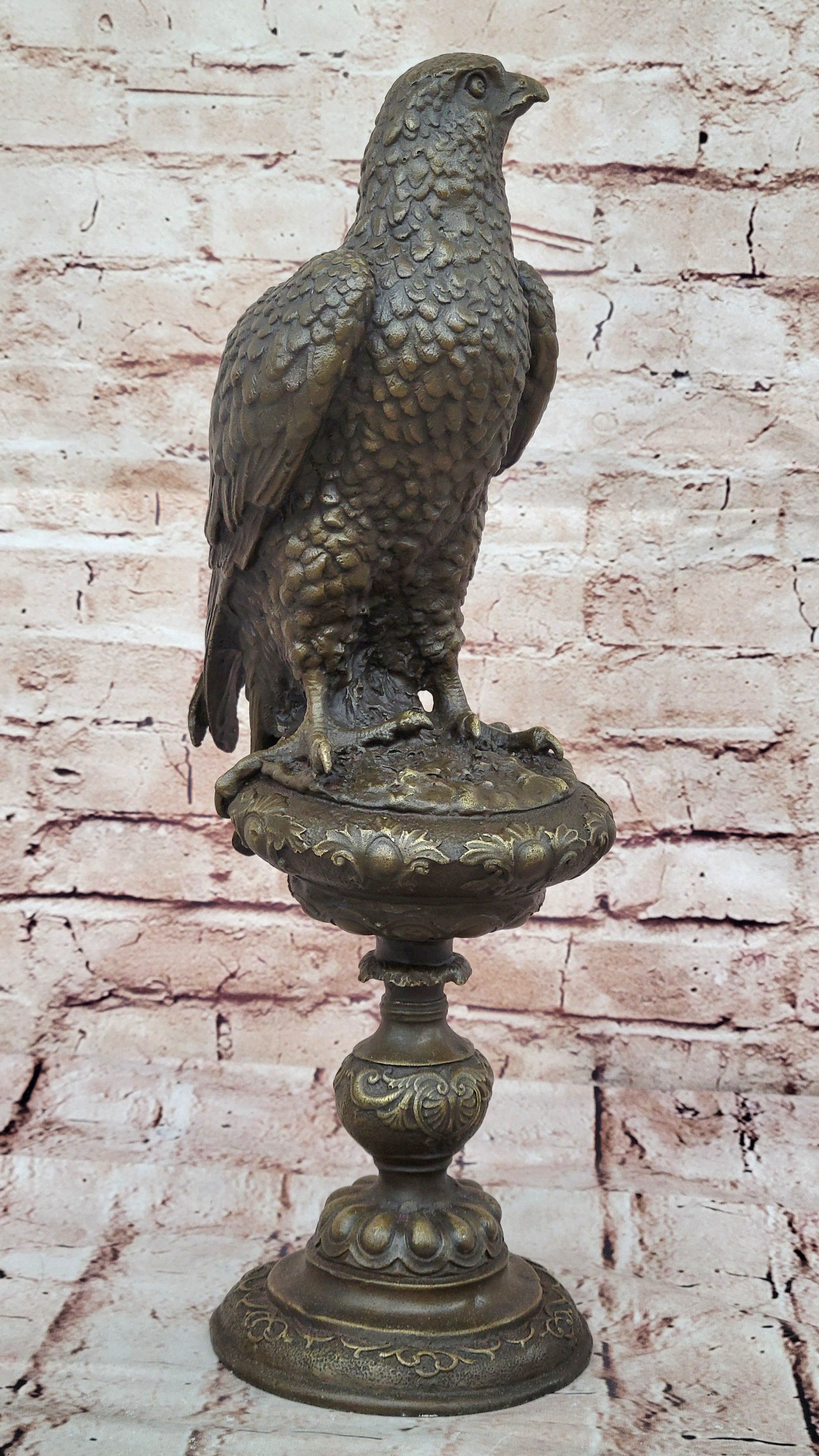 Extra Large Sitting American Eagle Bronze Sculpture Marble Statue Figurine Figure