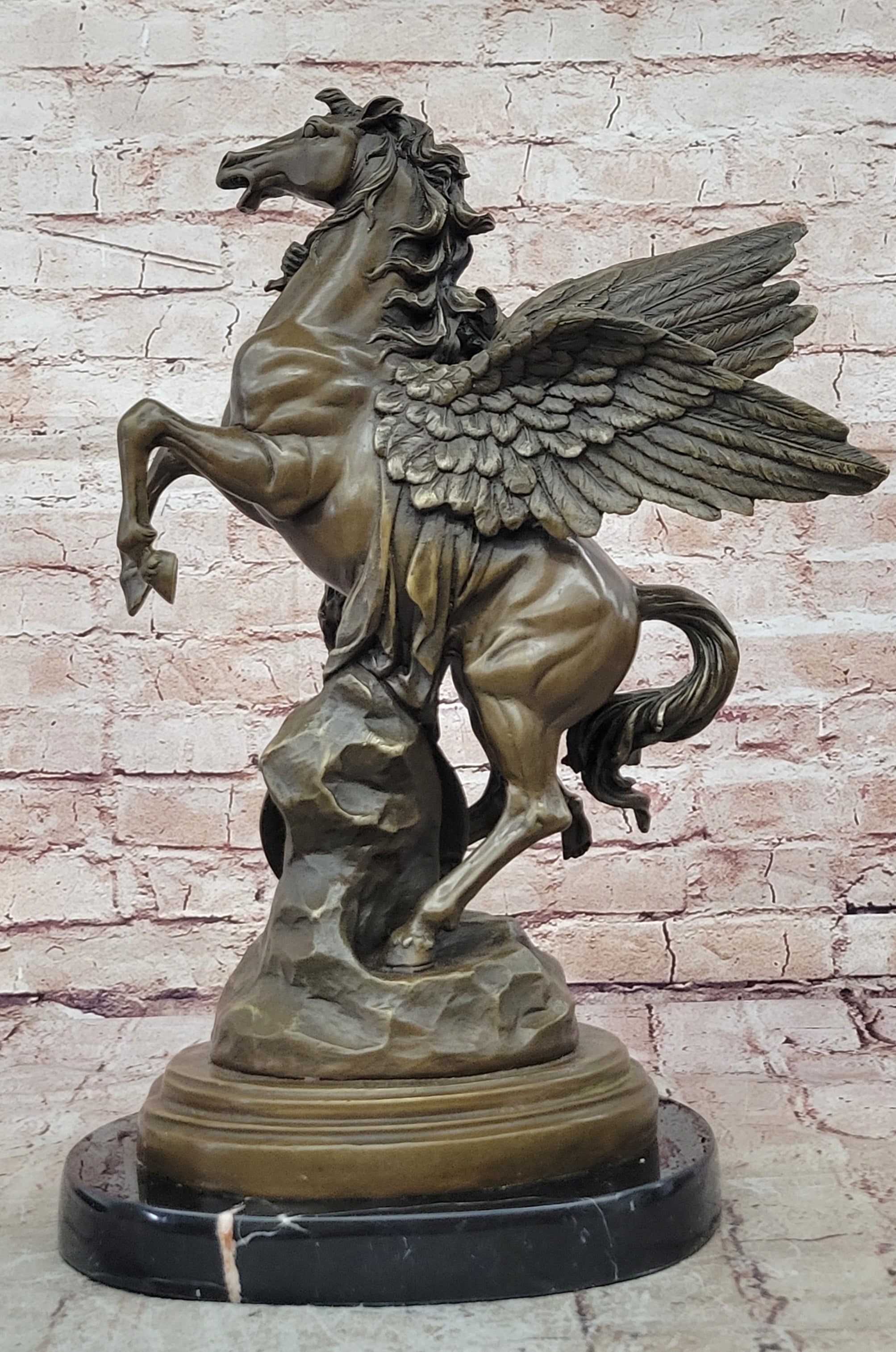 PERSEUS & PEGASUS INSANELY DETAILED BRONZE SIGNED ORIGINAL ART STATUE BY VITALEH