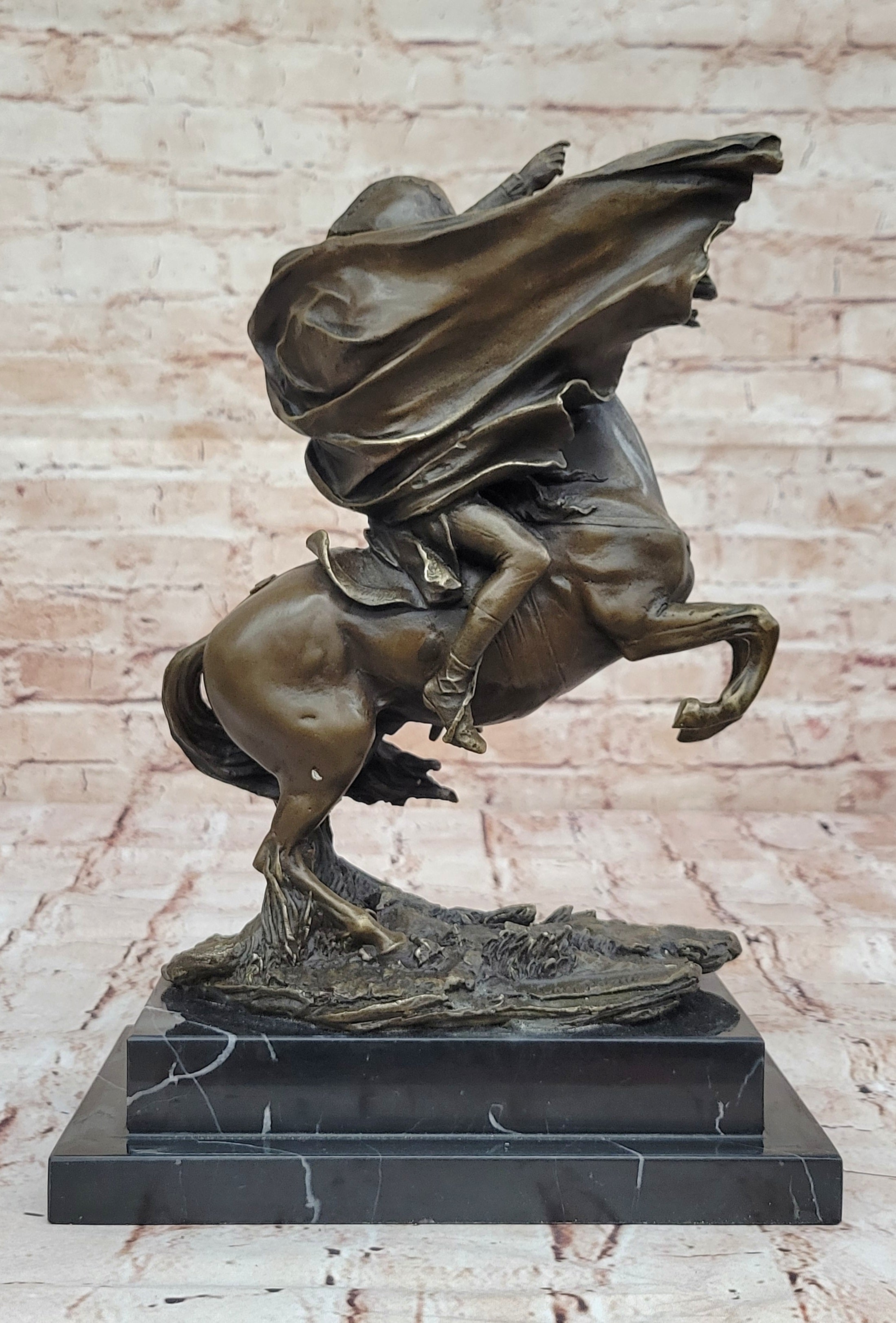 Signed Carpeaux Napoleon Bonaparte on Horse Bronze Sculpture Hot Cast Figurine