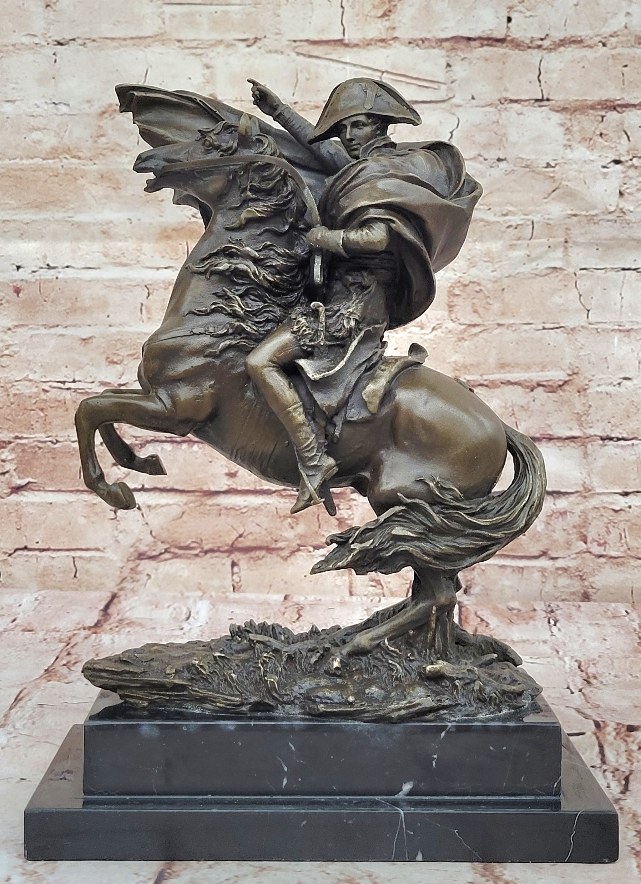 Signed Carpeaux Napoleon Bonaparte on Horse Bronze Sculpture Hot Cast Figurine