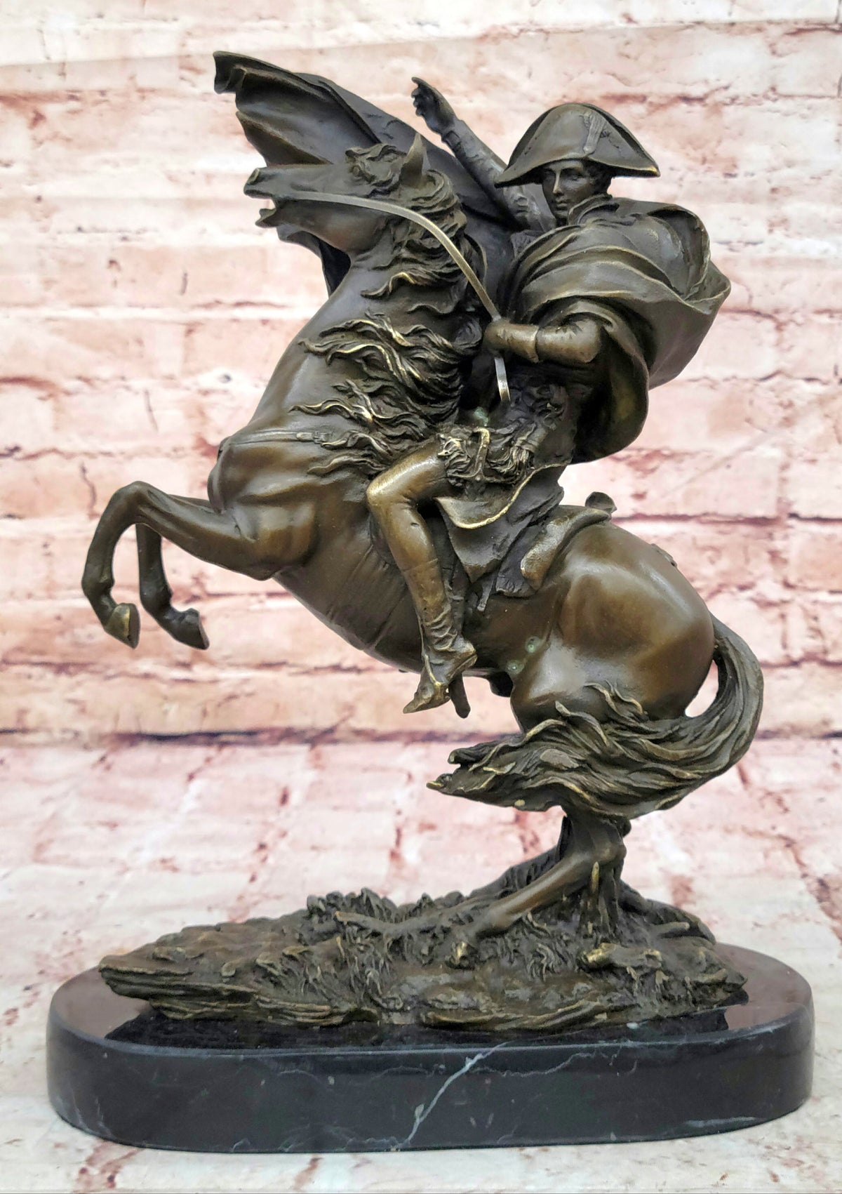 Signed Carpeaux Napoleon Bonaparte on Horse Bronze Sculpture Hot Cast Figurine