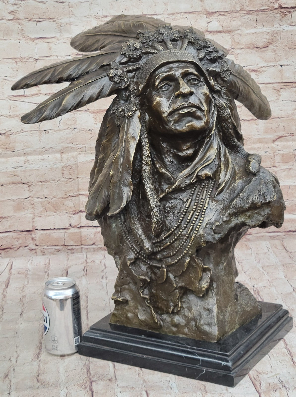 Carl Kauba Huge Native American Indian Chief Bust Bronze Sculpture, Fine Art Collectible
