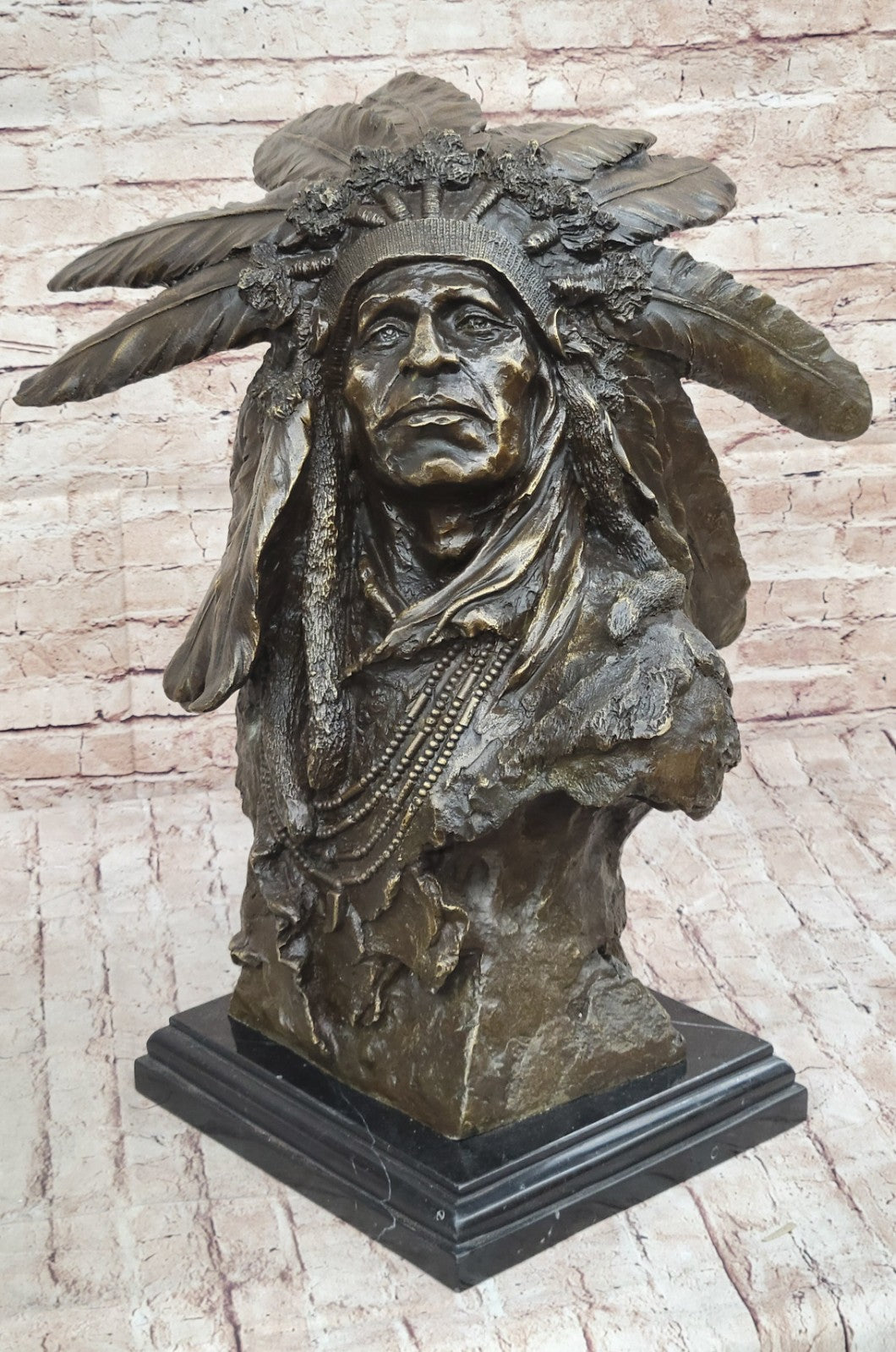Carl Kauba Huge Native American Indian Chief Bust Bronze Sculpture, Fine Art Collectible